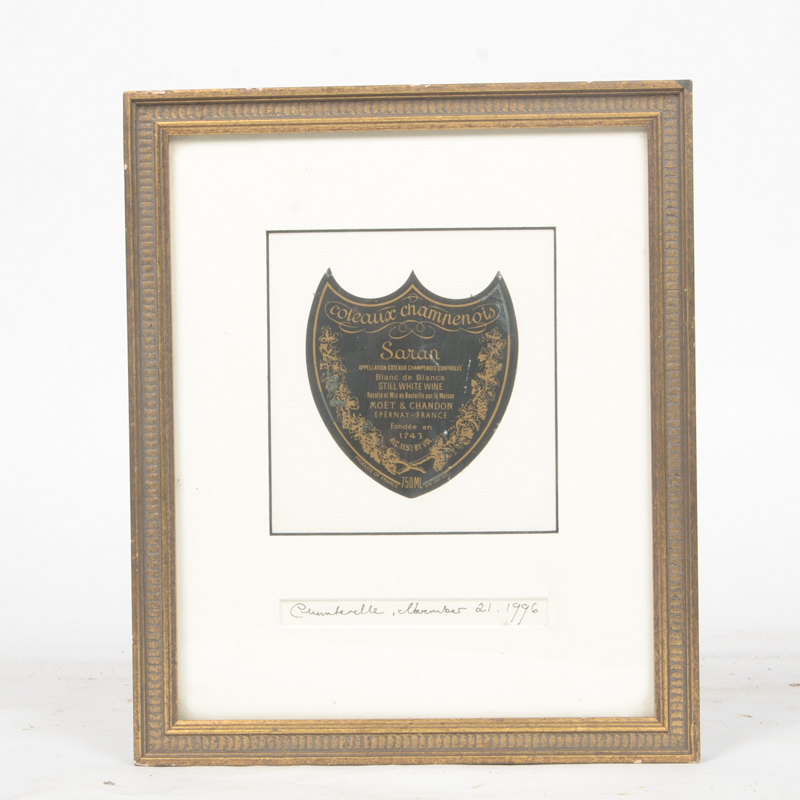 Framed Coteaux Champenois "Saran" Bottle Label