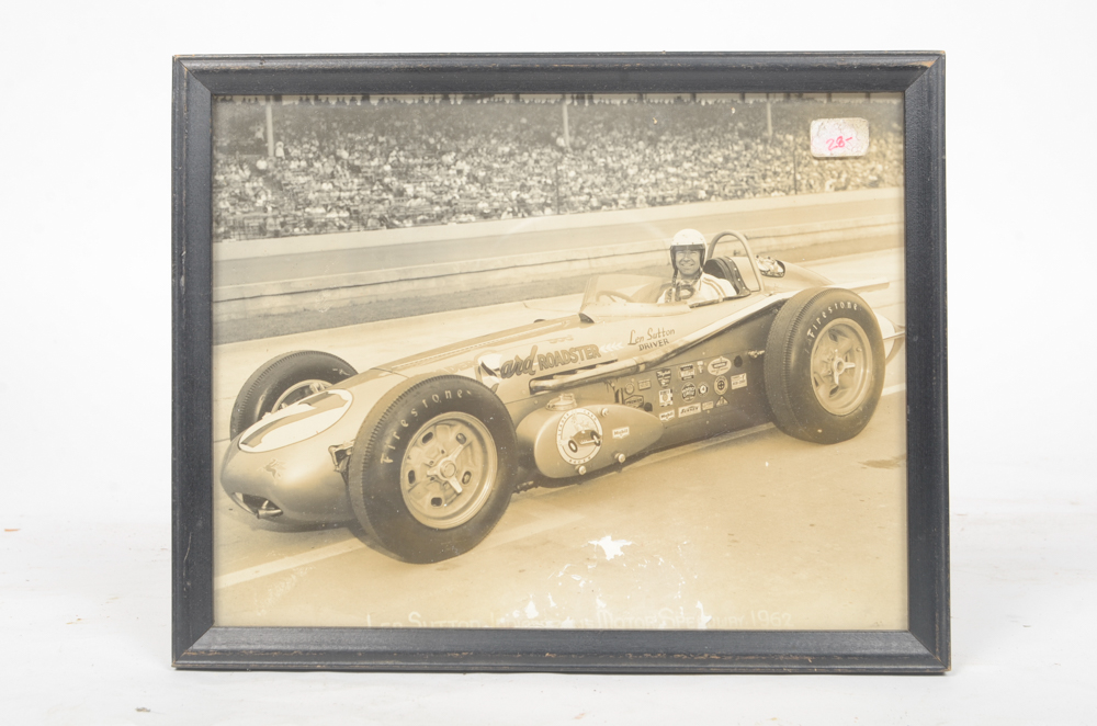 Six Black and White Race Car Photographs