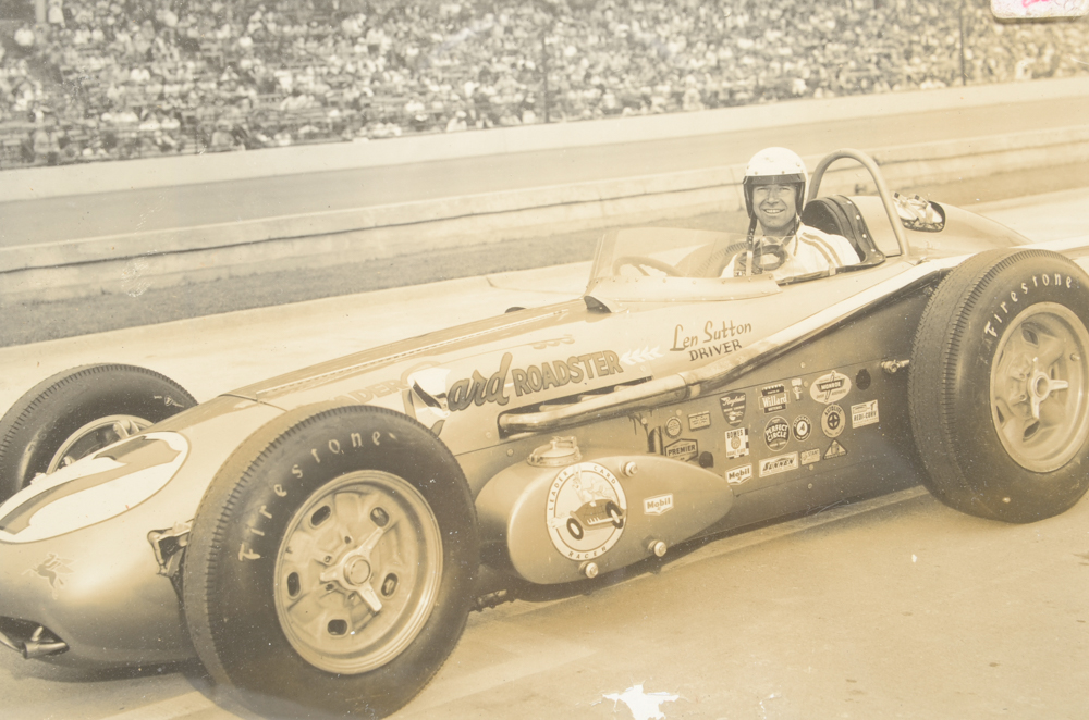 Six Black and White Race Car Photographs