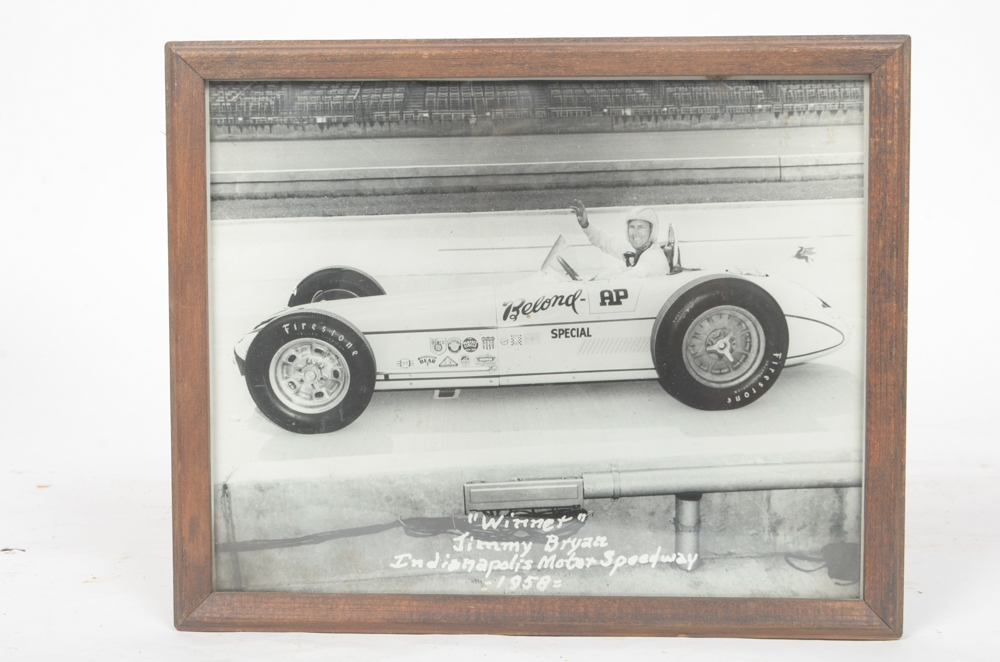 Six Black and White Race Car Photographs
