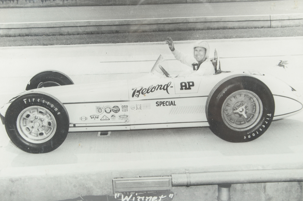 Six Black and White Race Car Photographs