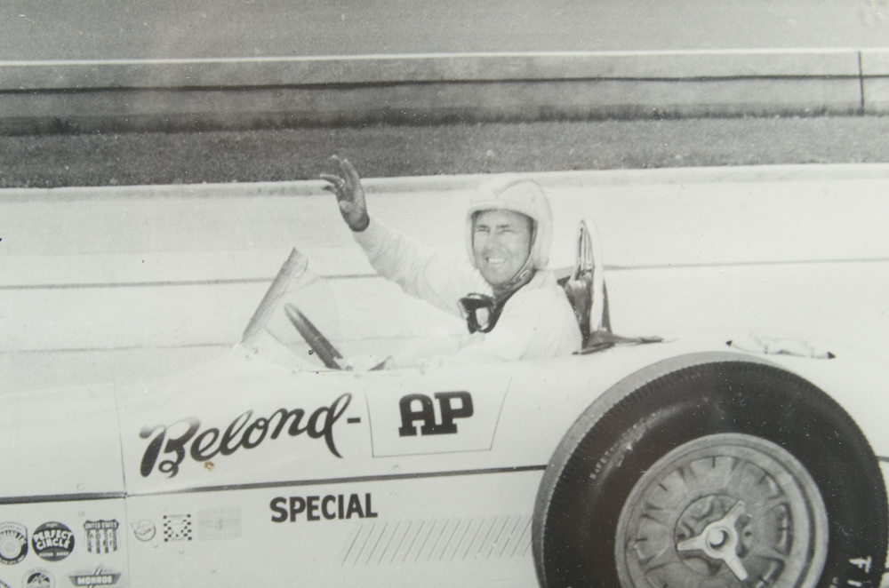 Six Black and White Race Car Photographs