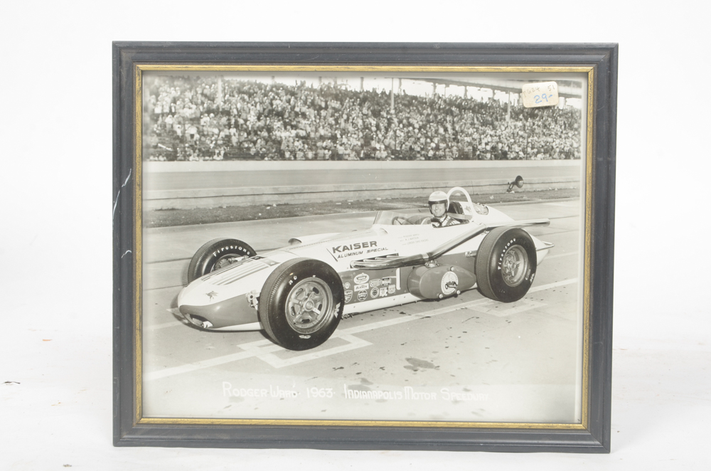 Six Black and White Race Car Photographs