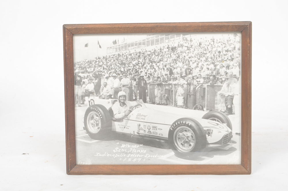 Six Black and White Race Car Photographs