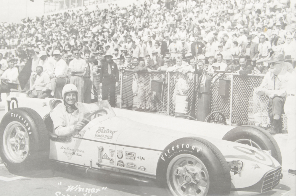 Six Black and White Race Car Photographs