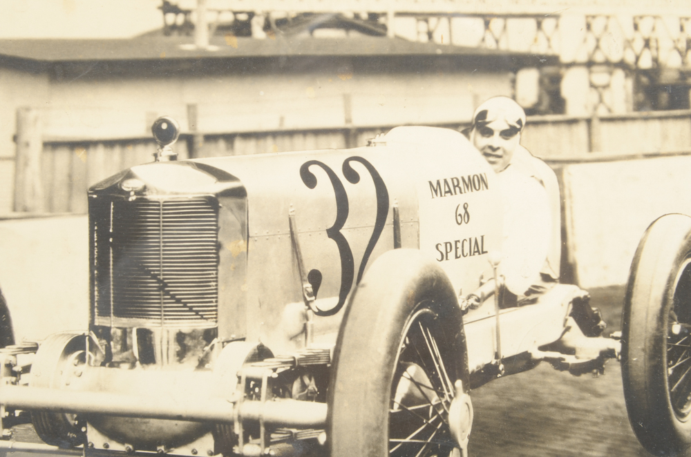 Six Black and White Race Car Photographs