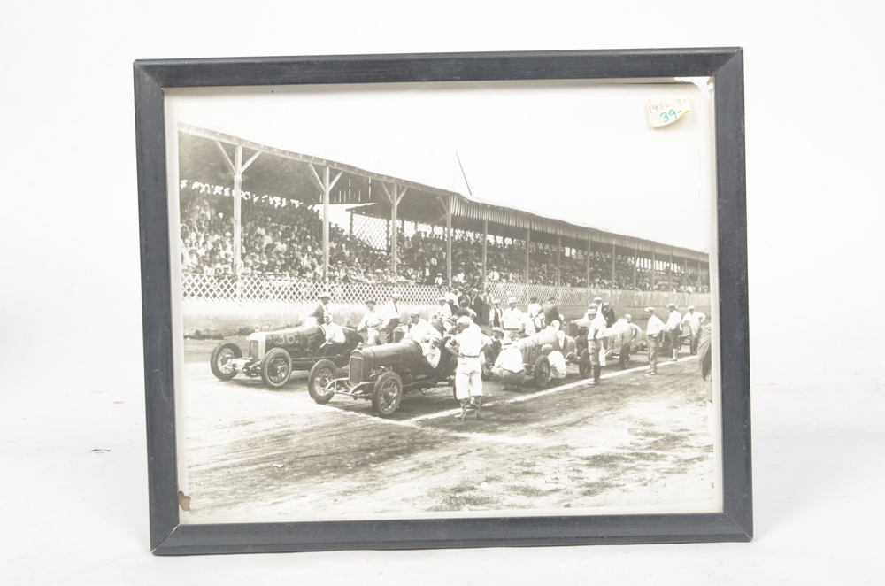 Six Black and White Race Car Photographs