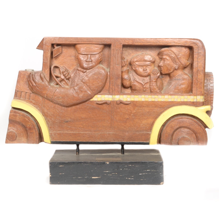 Hand Carved 1966 Cabbie of the Month Award