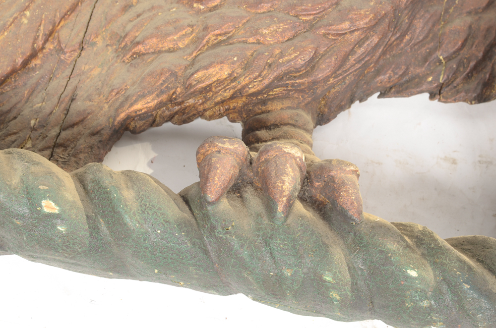 Antique Hand Carved Wooden Eagle with Shield