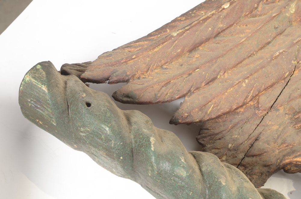 Antique Hand Carved Wooden Eagle with Shield