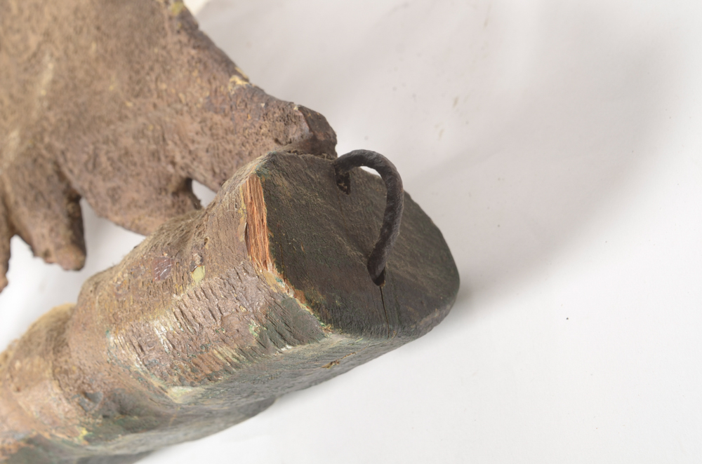 Antique Hand Carved Wooden Eagle with Shield