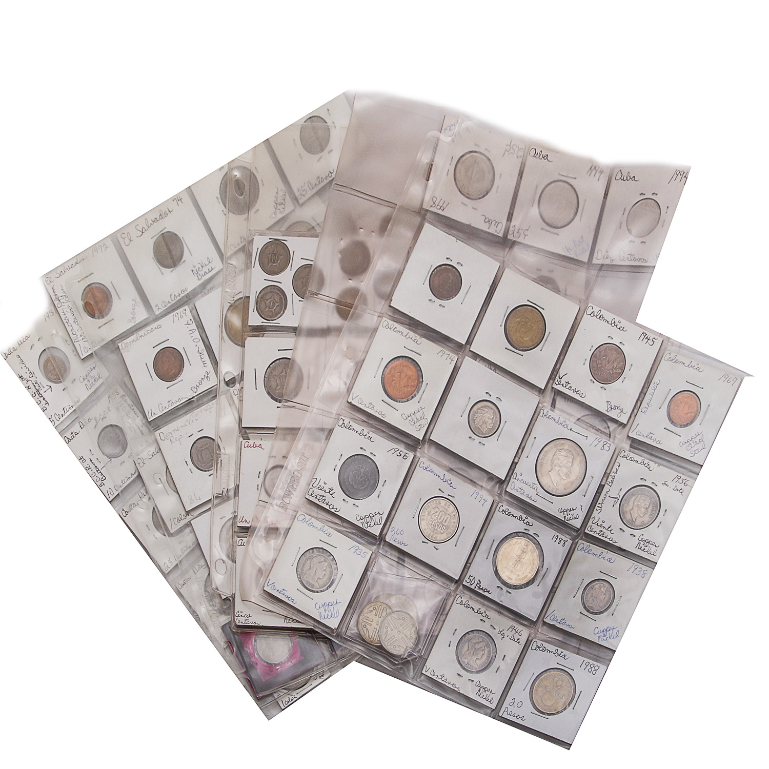 Coins from Costa Rica, El Salvador, Dominican Republic, Cuba and Costa Rica