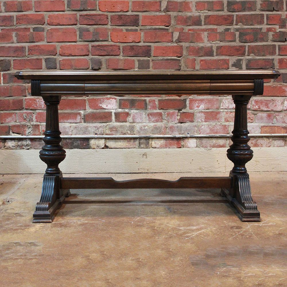 Vintage Trestle Base Library Table