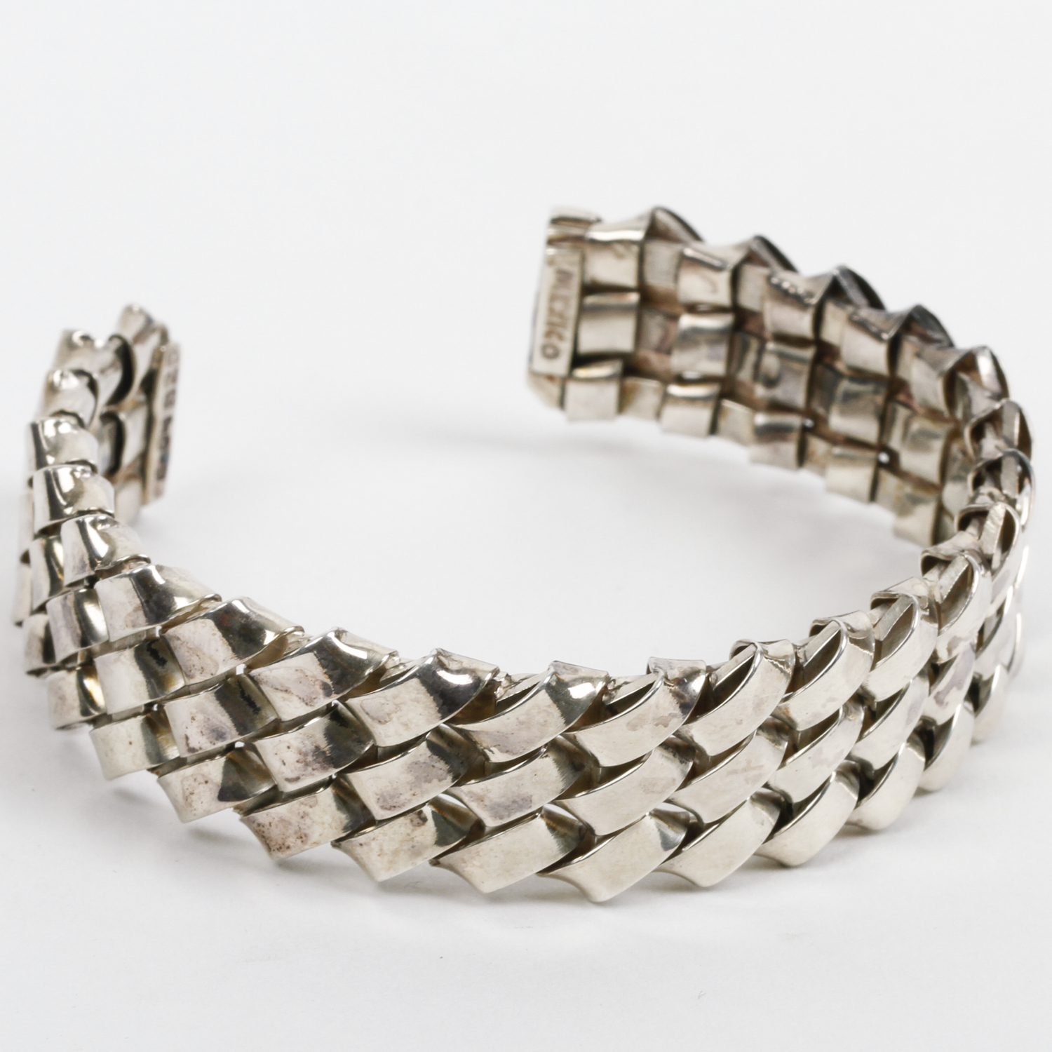Vintage Taxco Sterling Silver Woven Cuff Bracelet