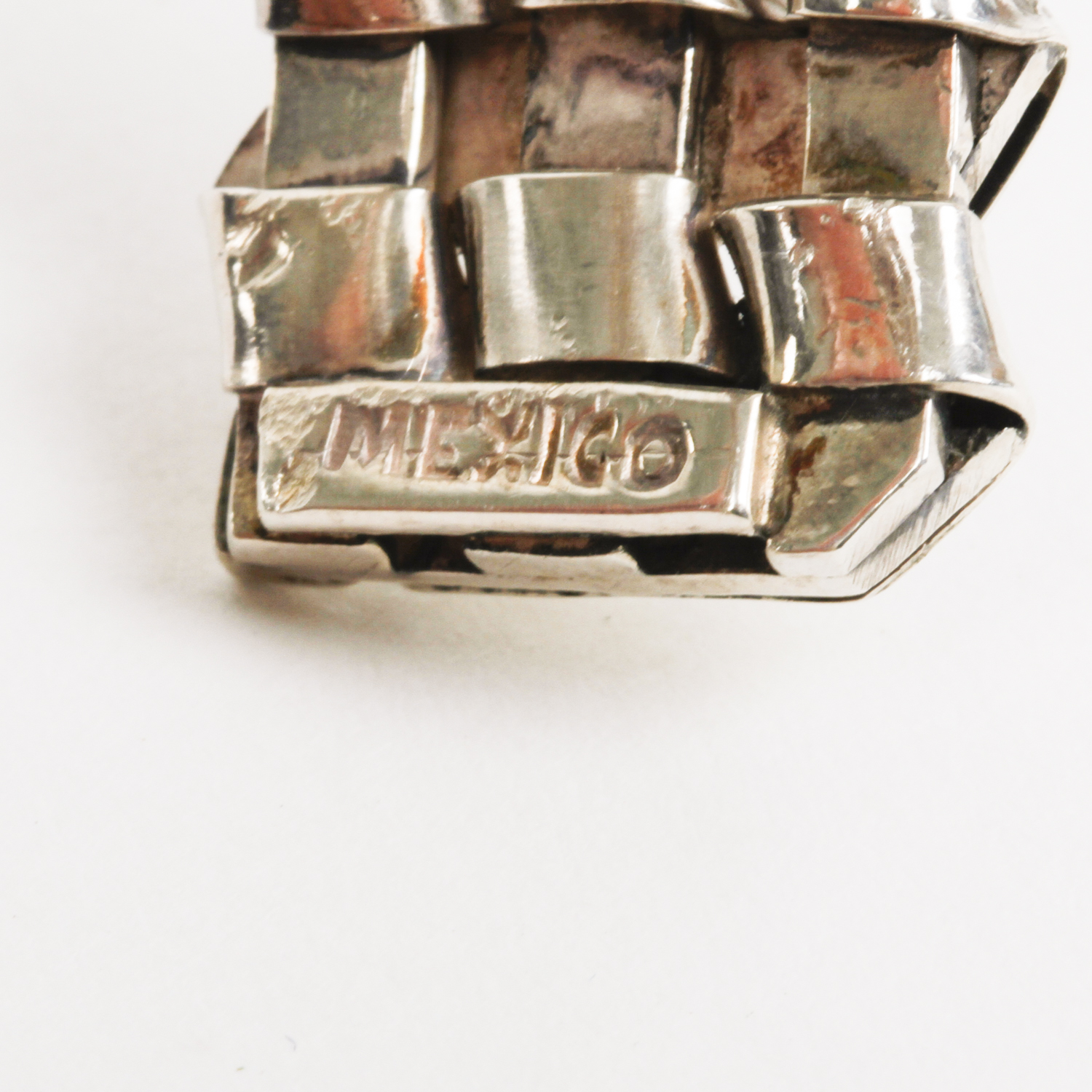 Vintage Taxco Sterling Silver Woven Cuff Bracelet