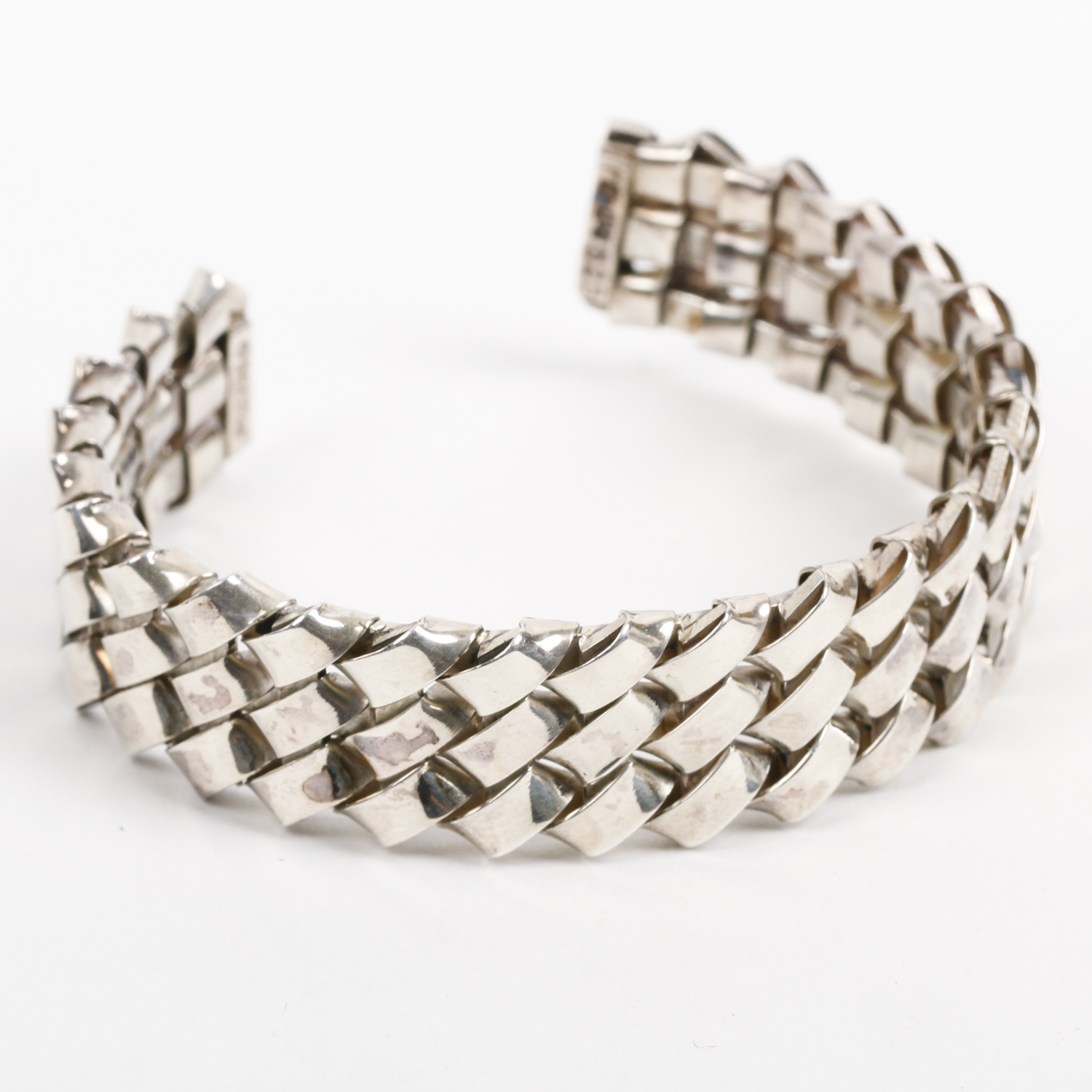 Vintage Taxco Sterling Silver Woven Cuff Bracelet