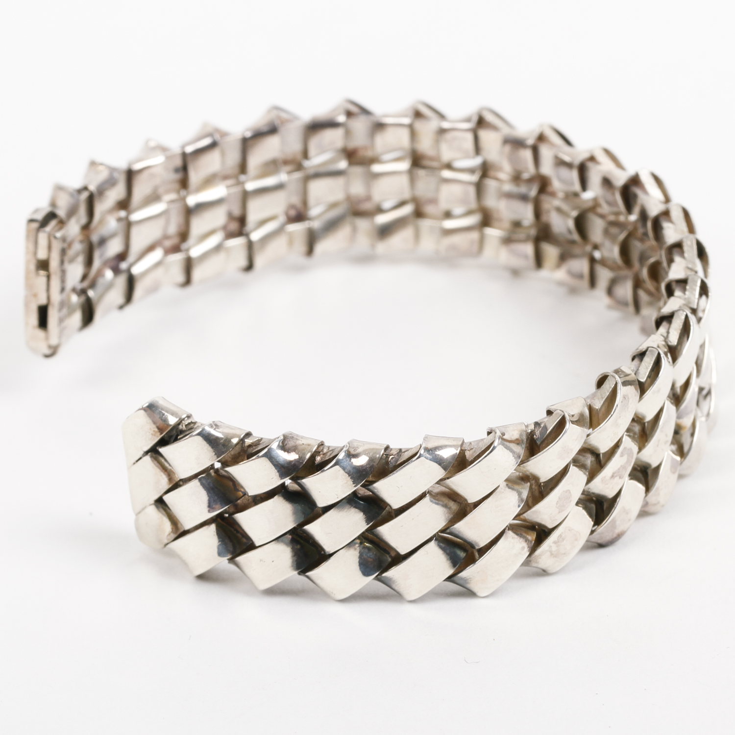 Vintage Taxco Sterling Silver Woven Cuff Bracelet