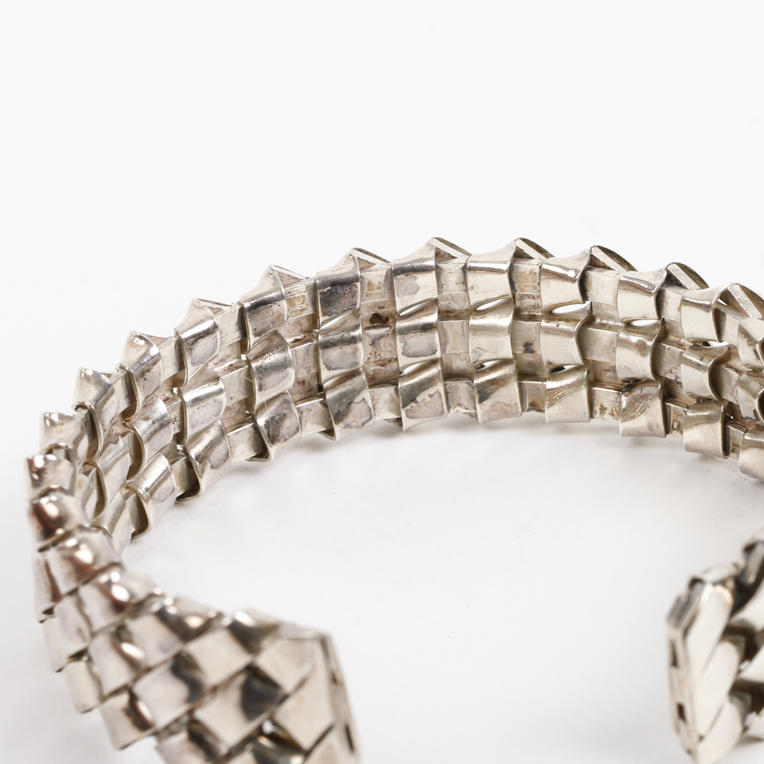 Vintage Taxco Sterling Silver Woven Cuff Bracelet