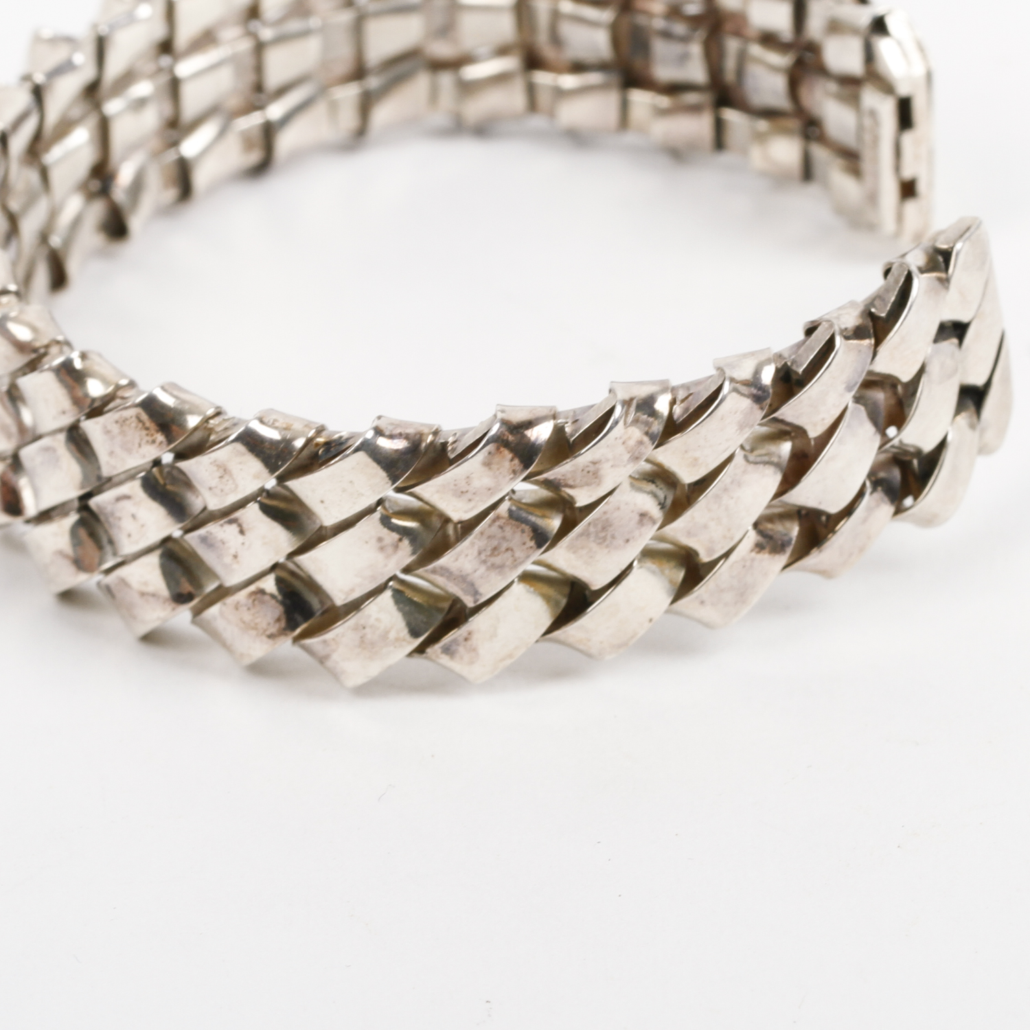 Vintage Taxco Sterling Silver Woven Cuff Bracelet