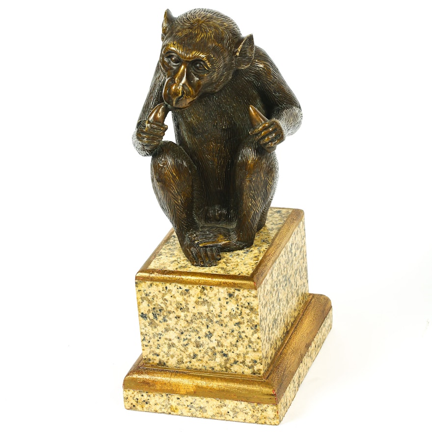 Theodore Alexander Bronze Sculpture of Monkey