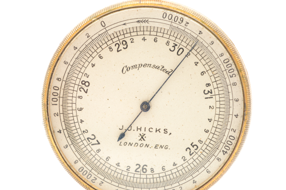 Antique Brass J.J. Hicks Compensated Pocket Barometer