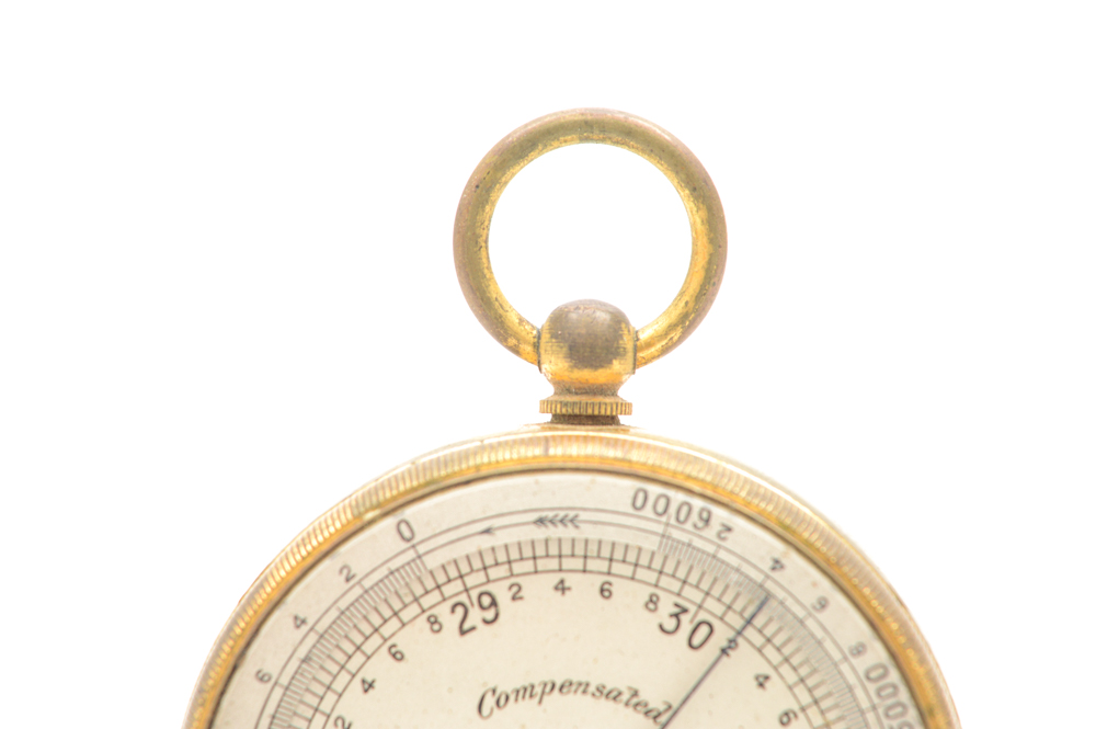 Antique Brass J.J. Hicks Compensated Pocket Barometer
