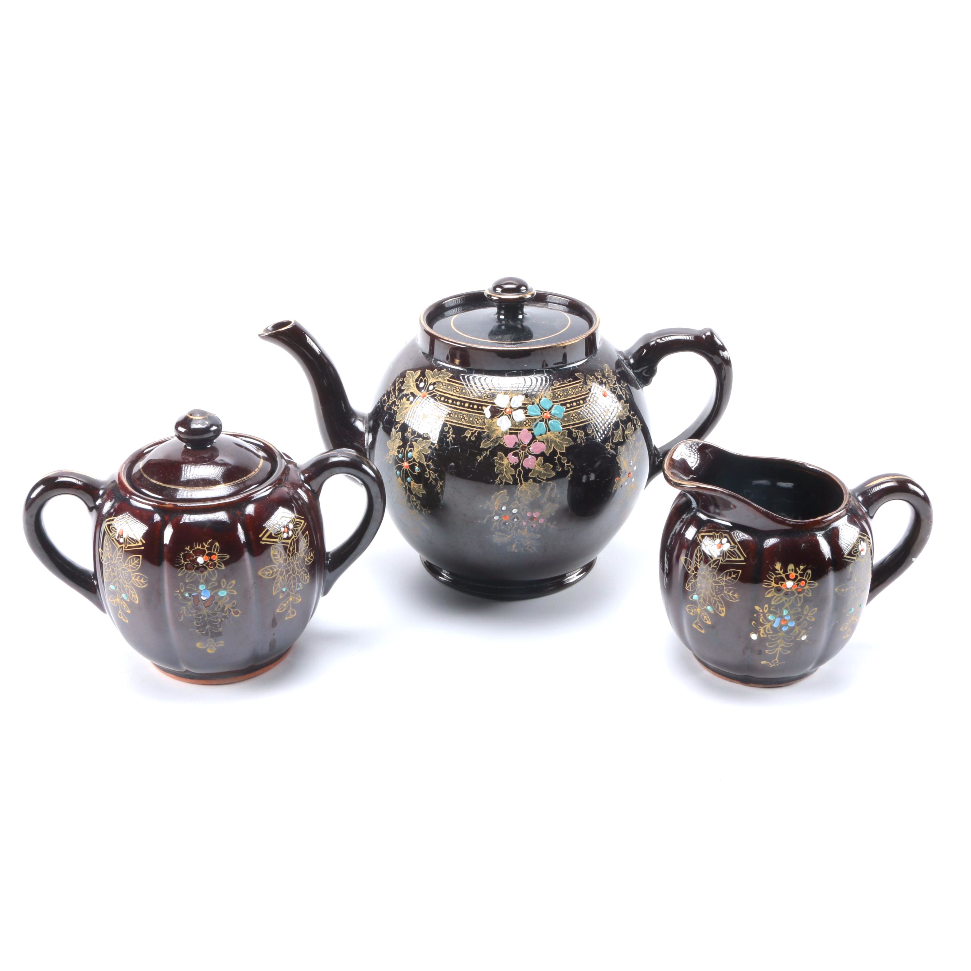 Gibsons England Ceramic Teapot and Japanese Sugar and Creamer