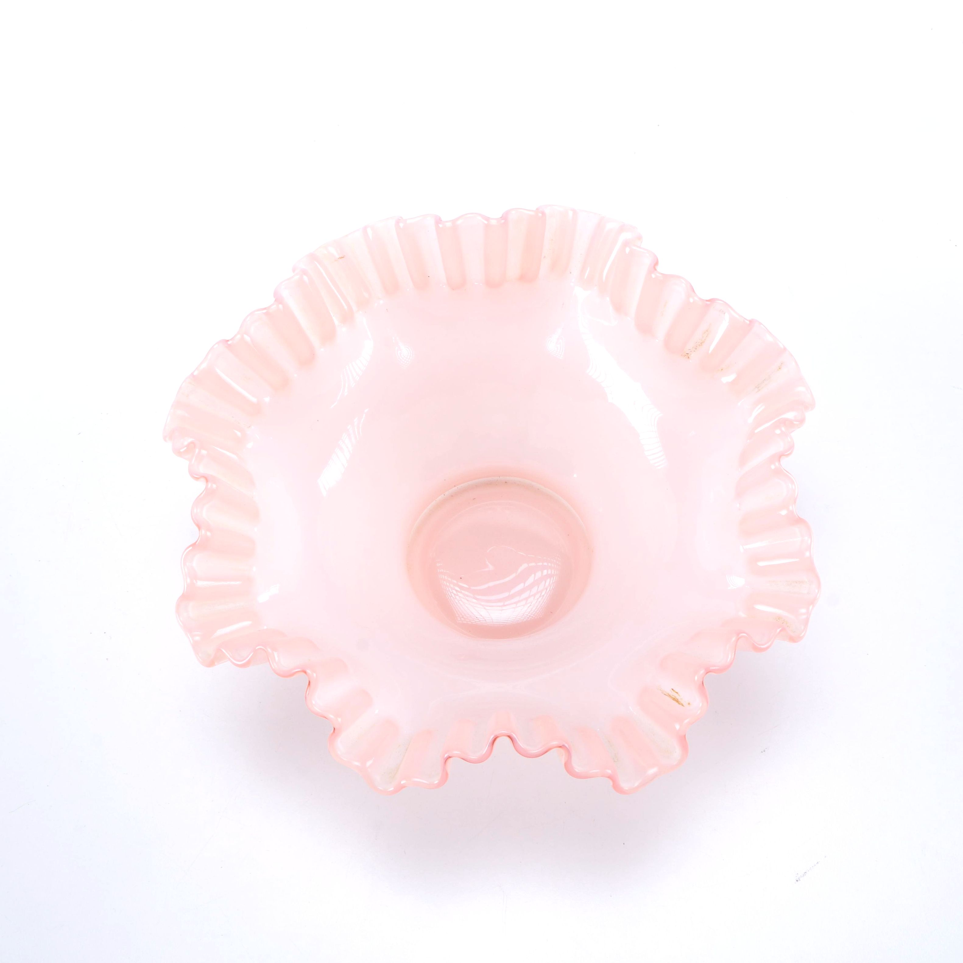 Fenton Style Pink Art Glass Bowl