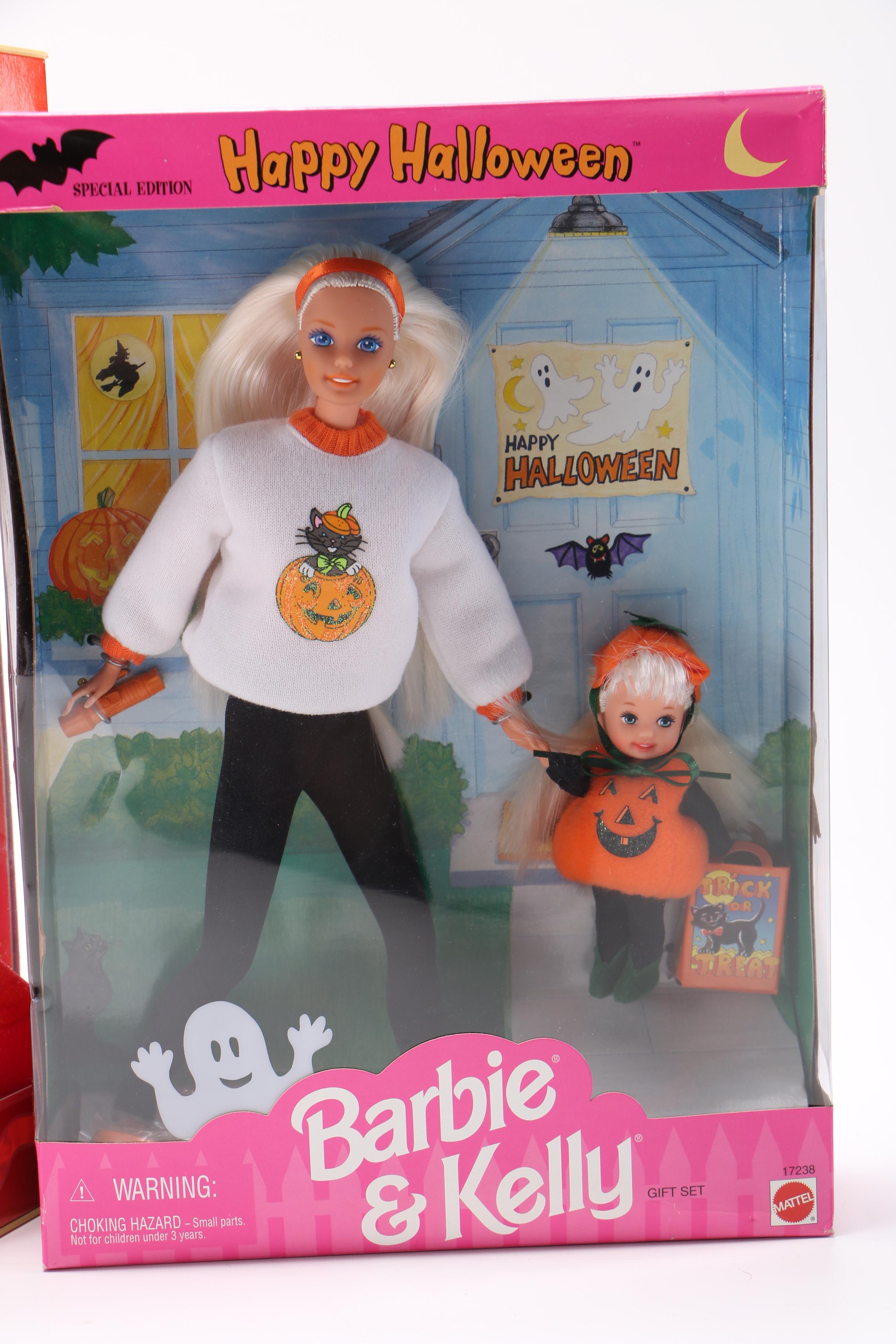 Collection of Holiday Barbies Featuring 1996 Happy Holidays Special Edition Barbie