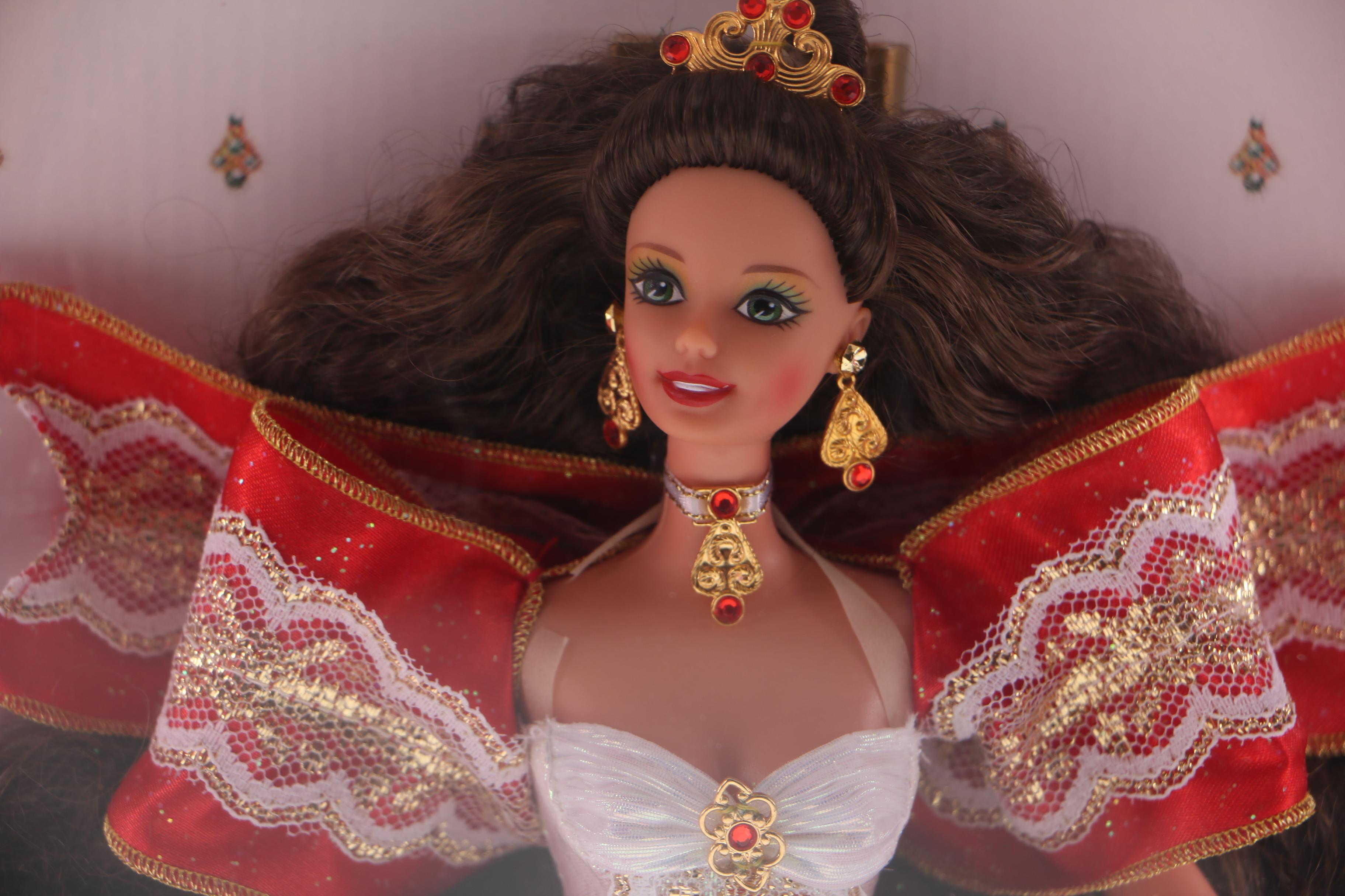 Collection of Holiday Barbies Featuring 1996 Happy Holidays Special Edition Barbie