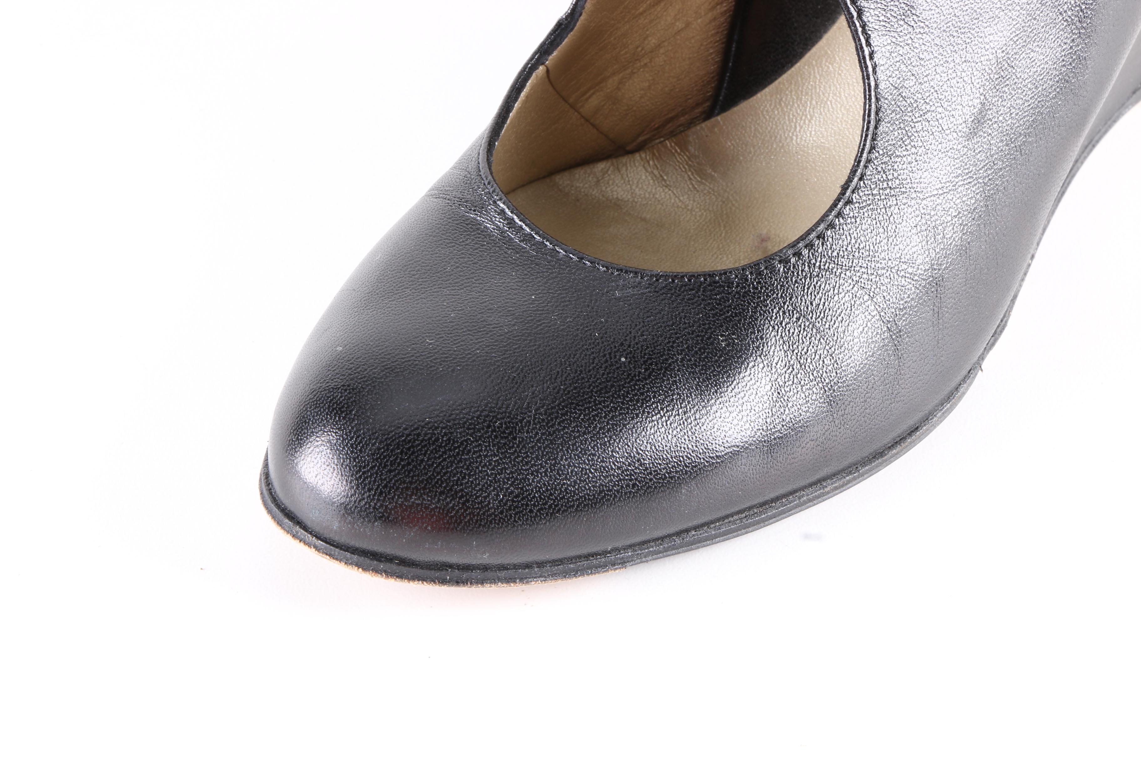 Taryn Rose Black Leather Mary Jane Shoes