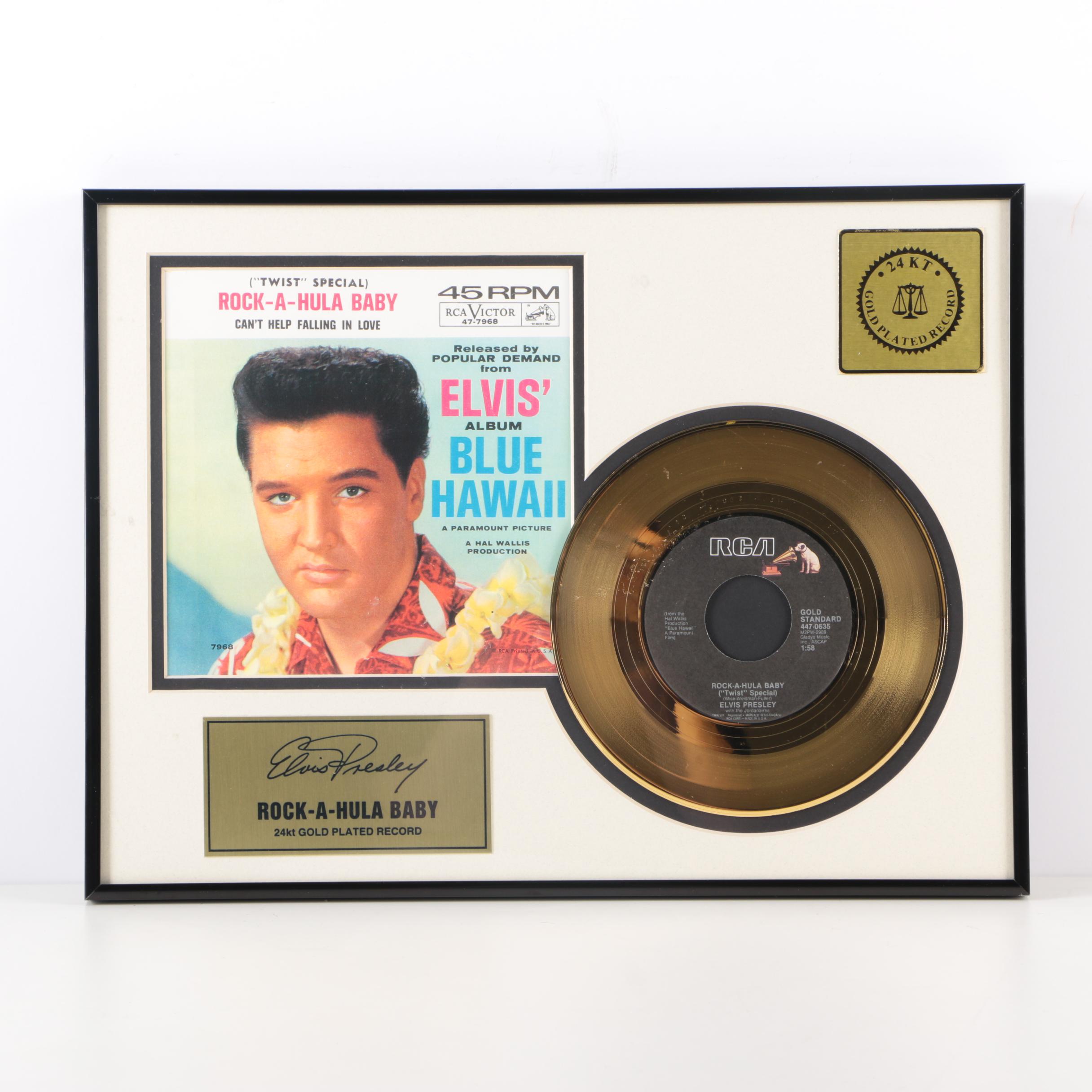 Framed 24K Gold-Plated Elvis Presley 45 rpm Record