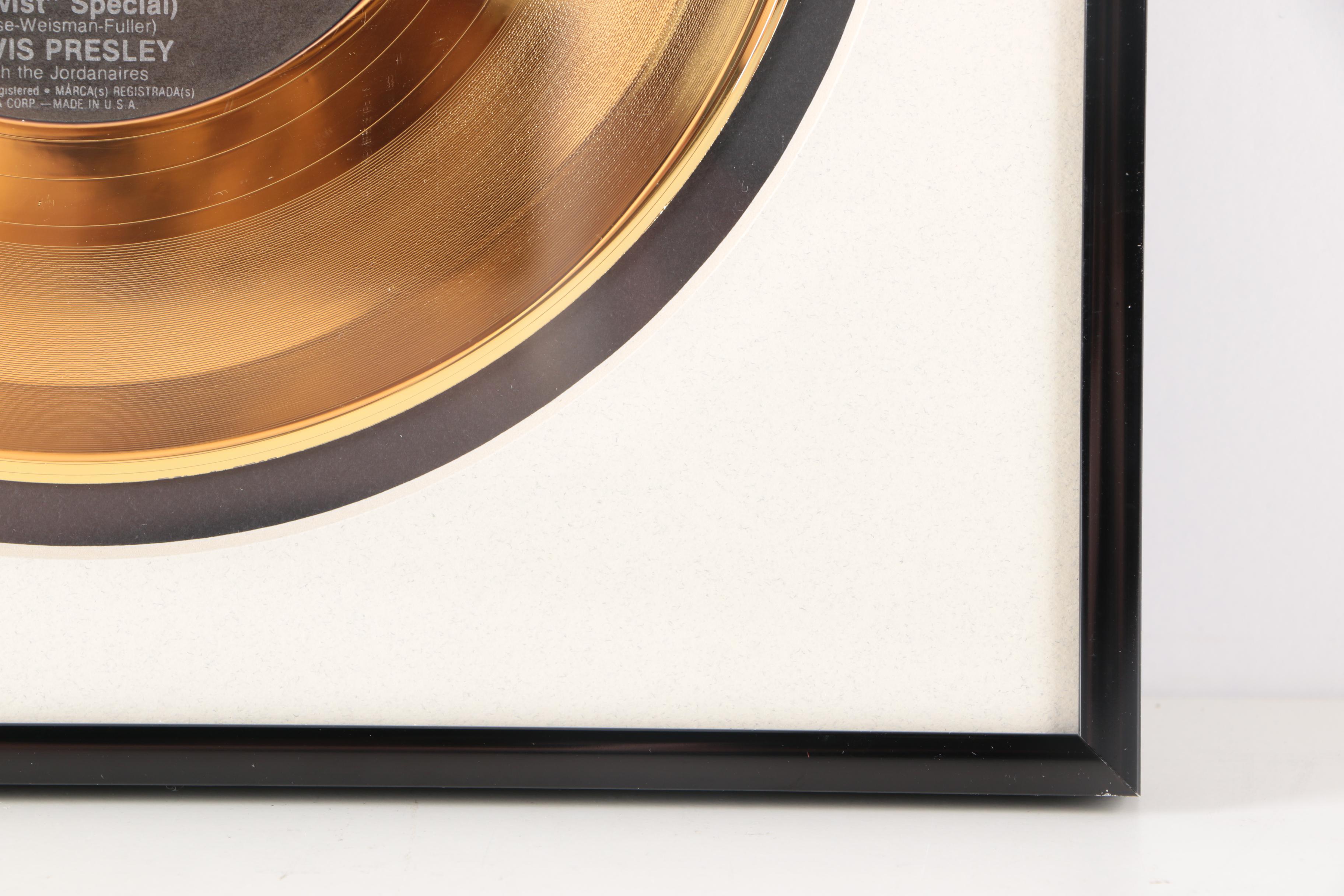 Framed 24K Gold-Plated Elvis Presley 45 rpm Record