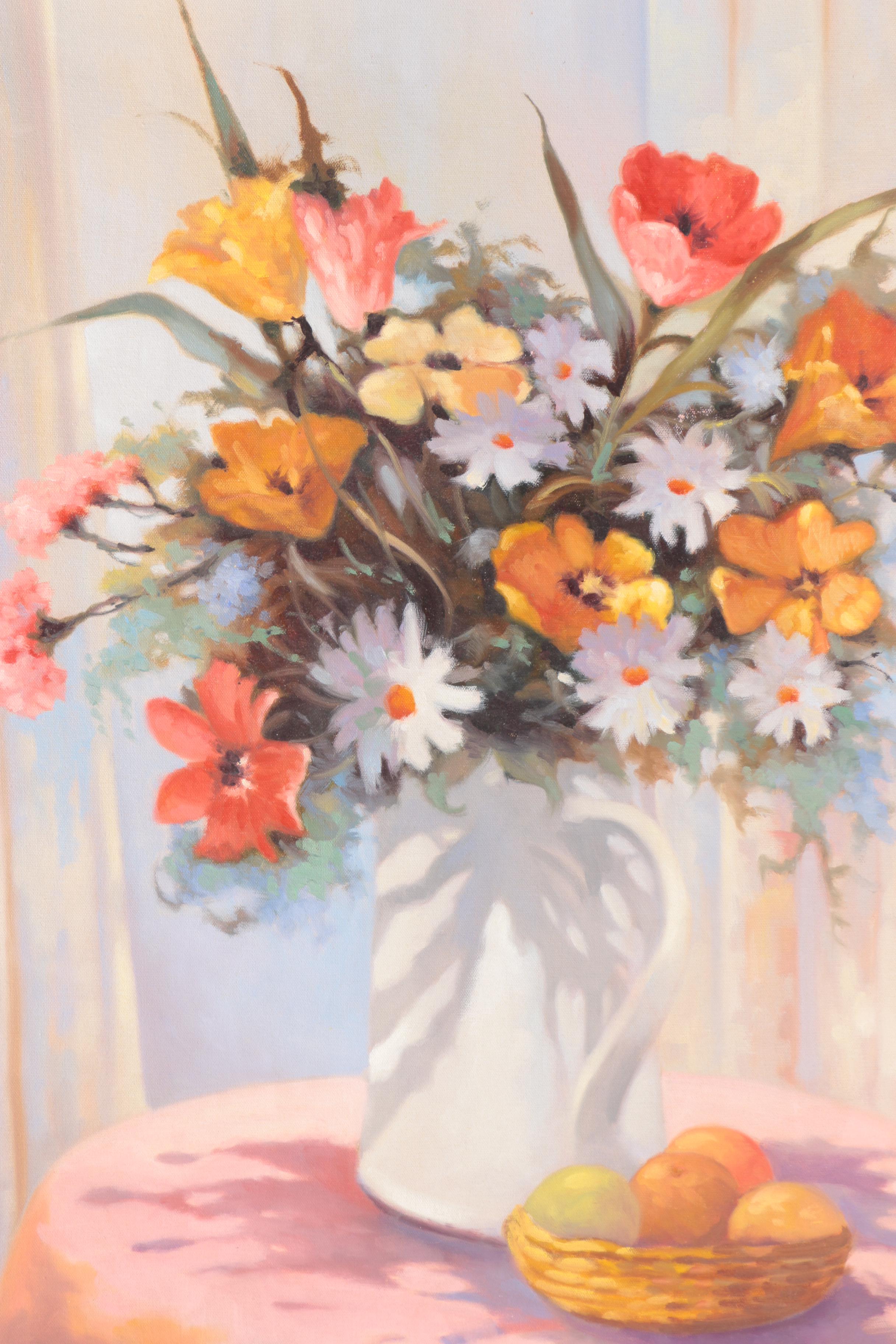 Lugano Candi Oil Painting on Canvas Floral Still Life with Fruit