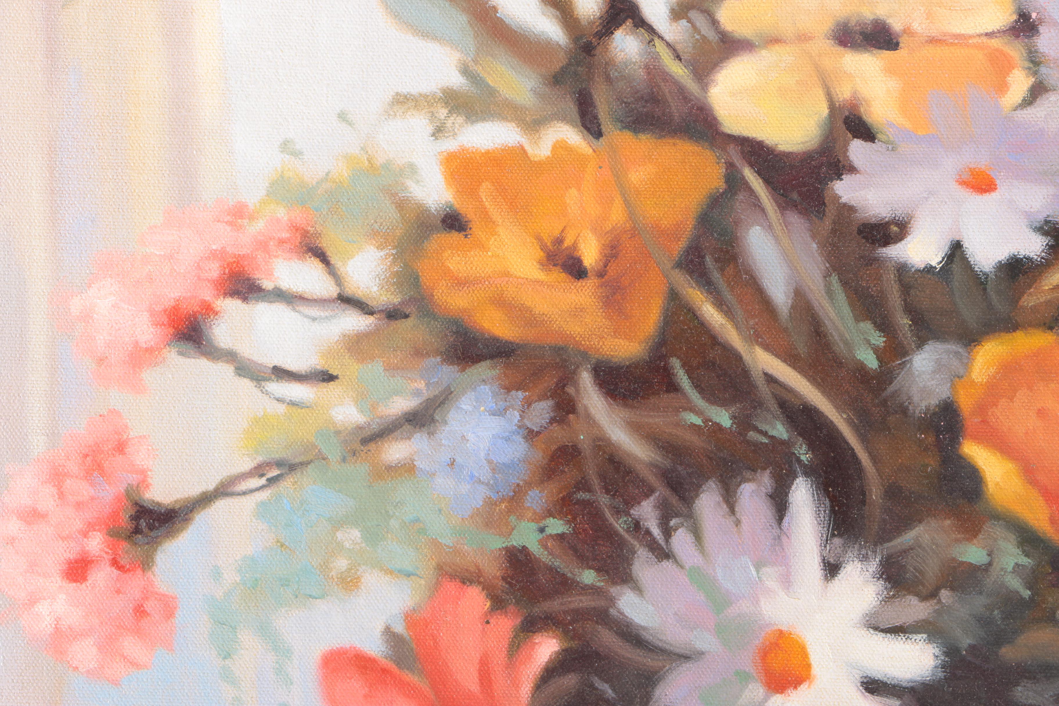 Lugano Candi Oil Painting on Canvas Floral Still Life with Fruit