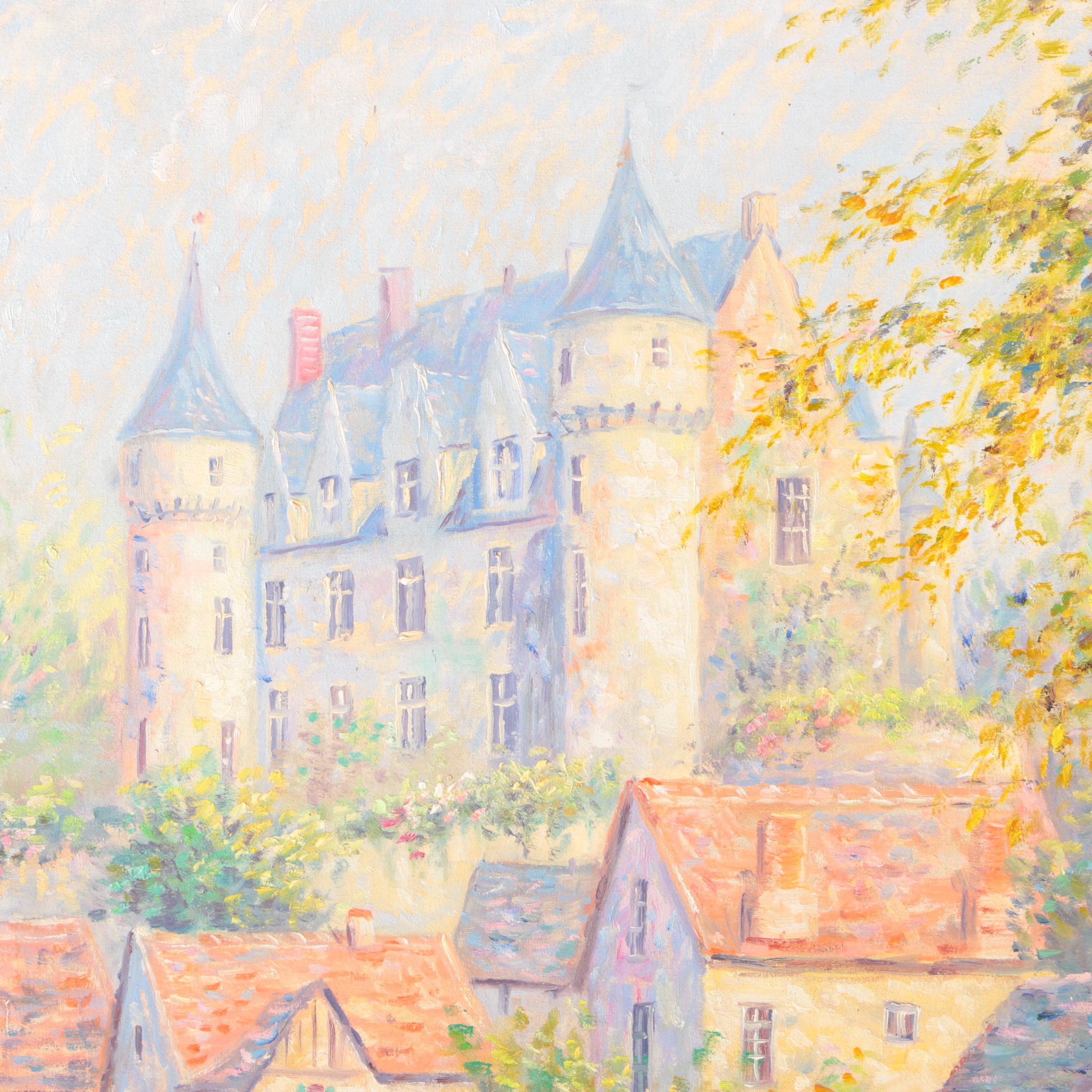 J. Rene Impressionistic Oil Painting on Canvas "Rooftops"