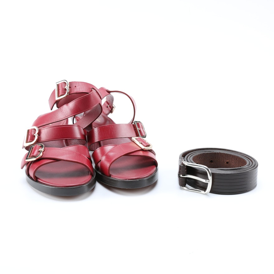 Brooks Brothers Strappy Sandals and Leather Belt