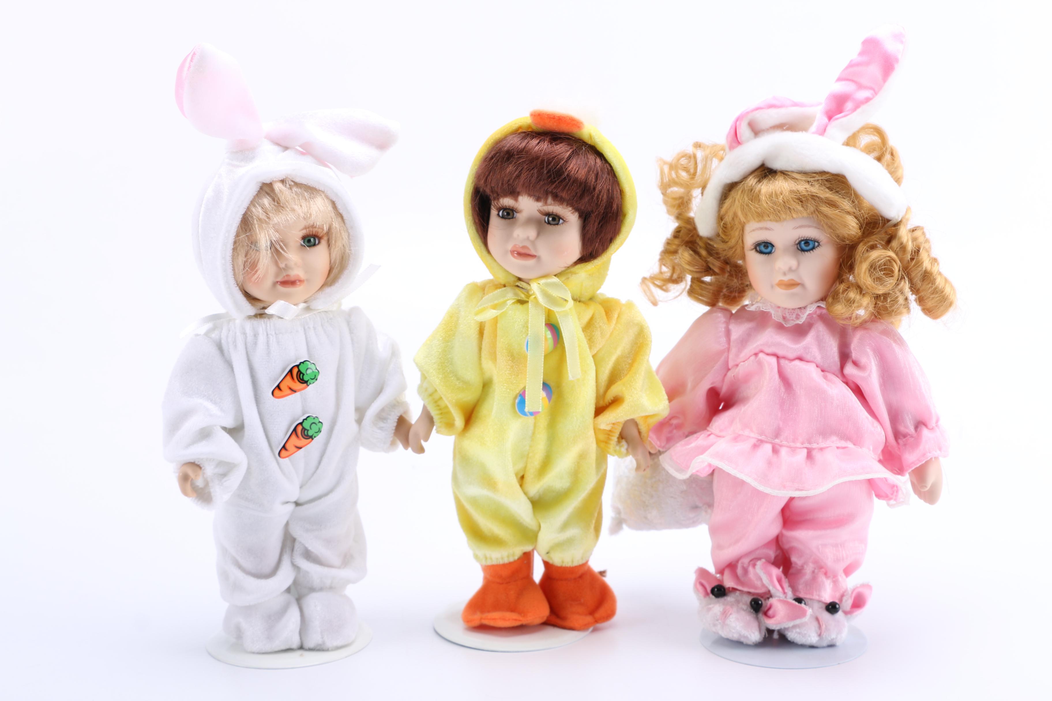 Easter Themed Dolls and Wagon