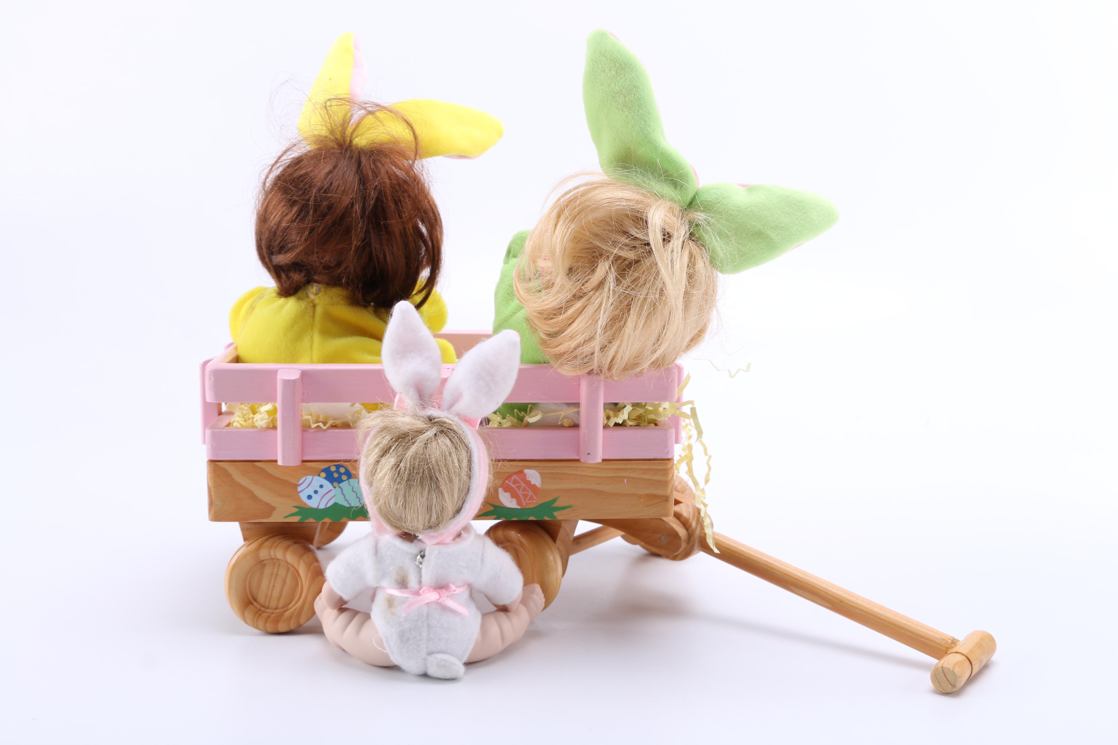 Easter Themed Dolls and Wagon