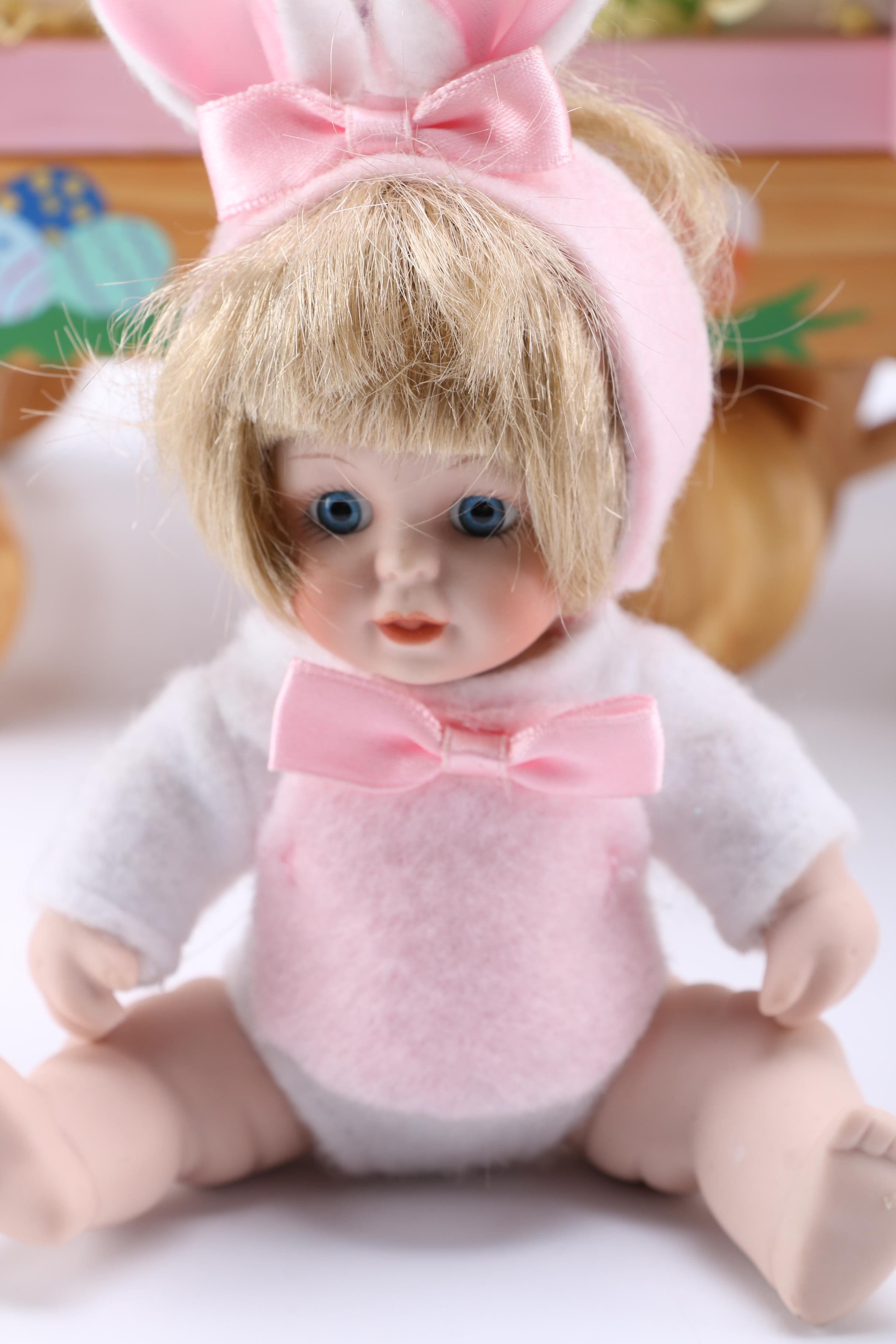 Easter Themed Dolls and Wagon