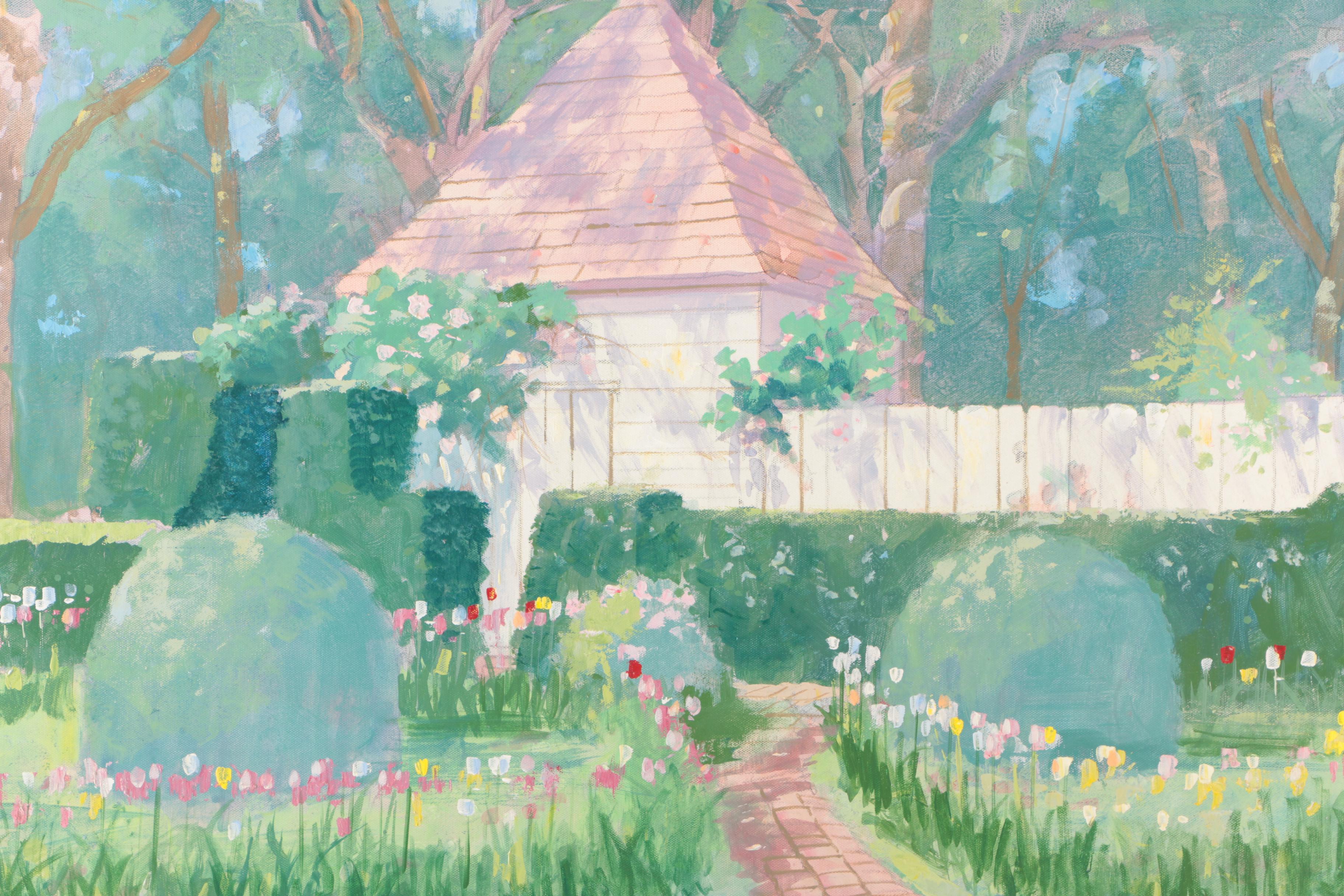 William Benecke Oil Painting on Canvas "WIlliamsburg Garden"