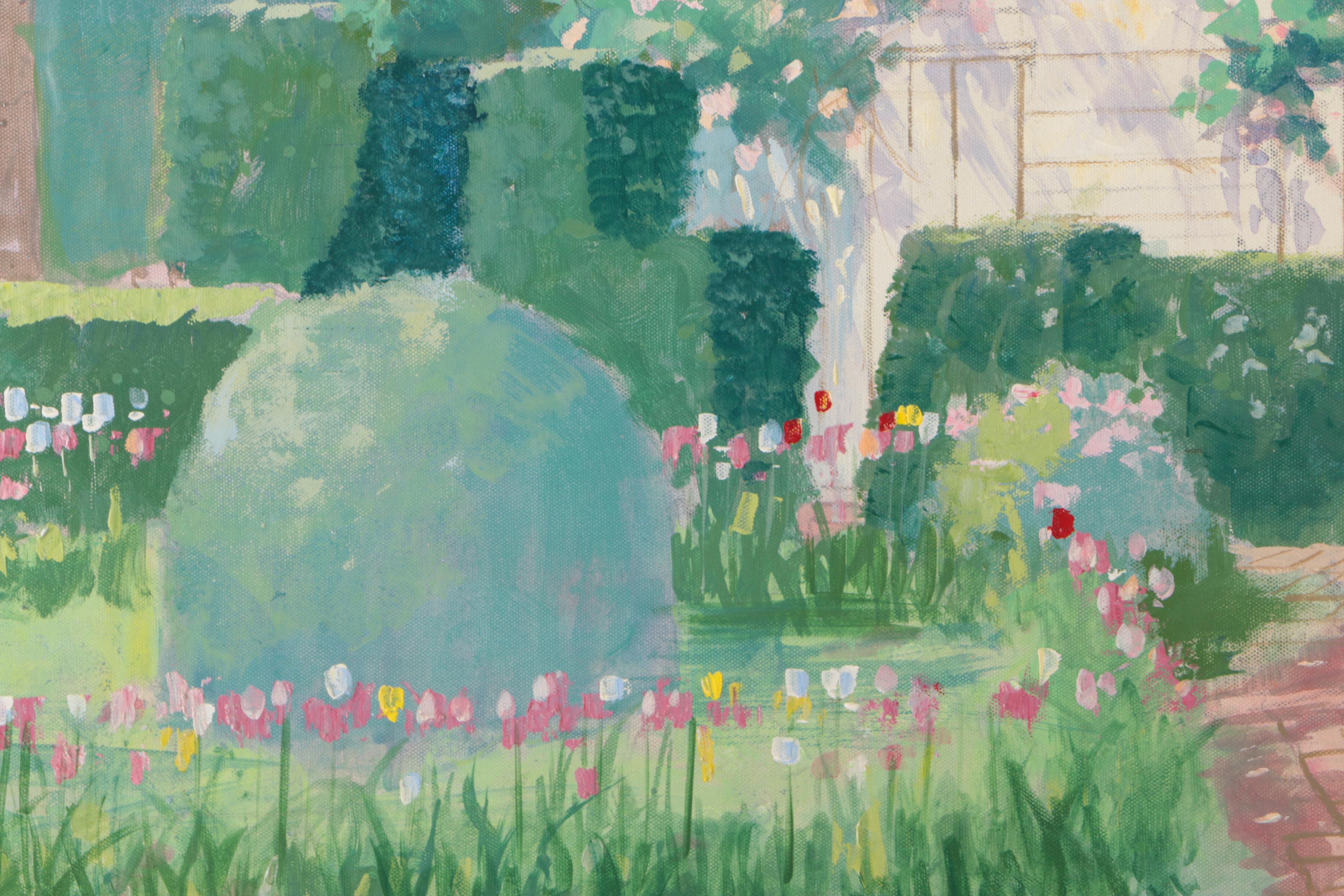 William Benecke Oil Painting on Canvas "WIlliamsburg Garden"