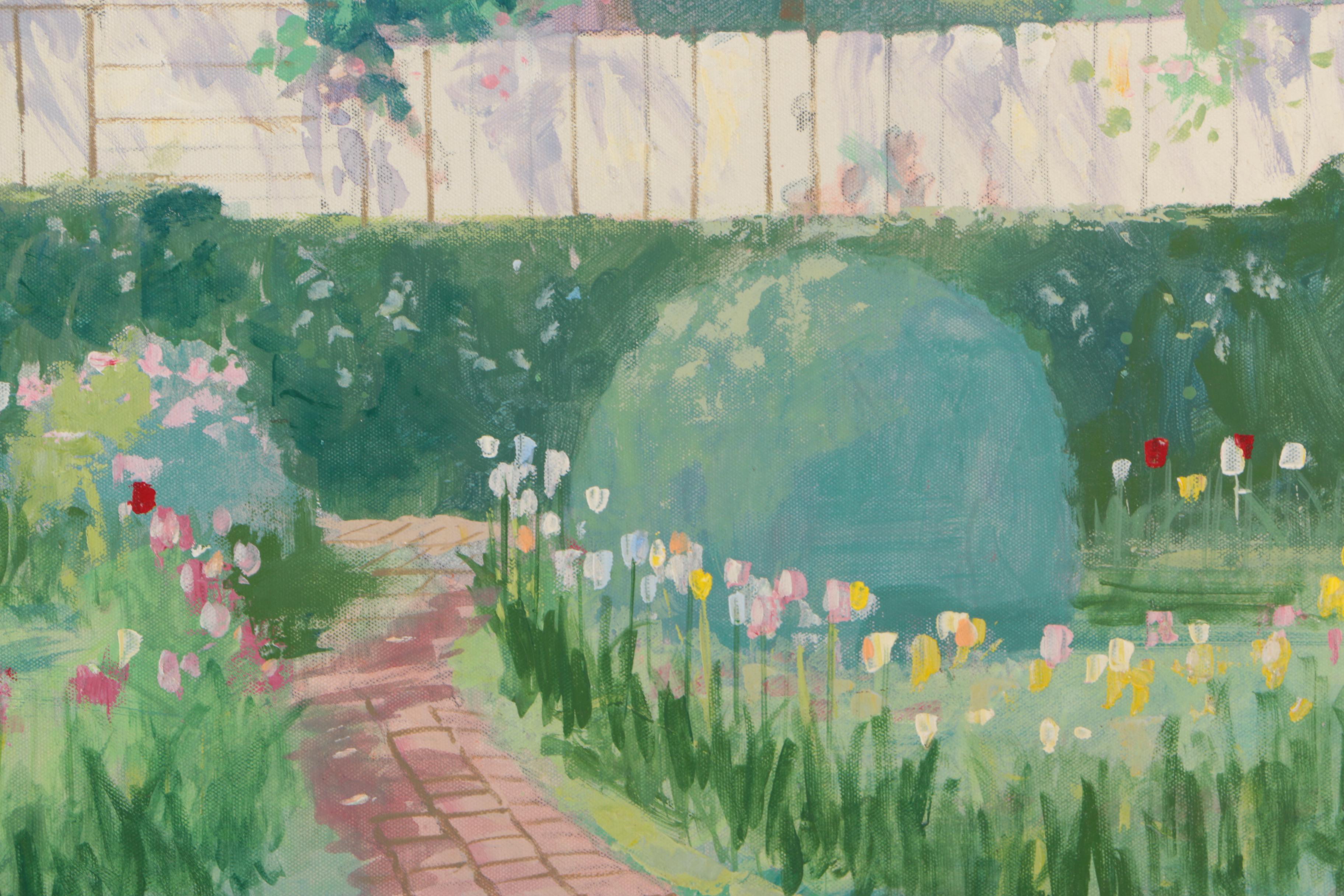 William Benecke Oil Painting on Canvas "WIlliamsburg Garden"