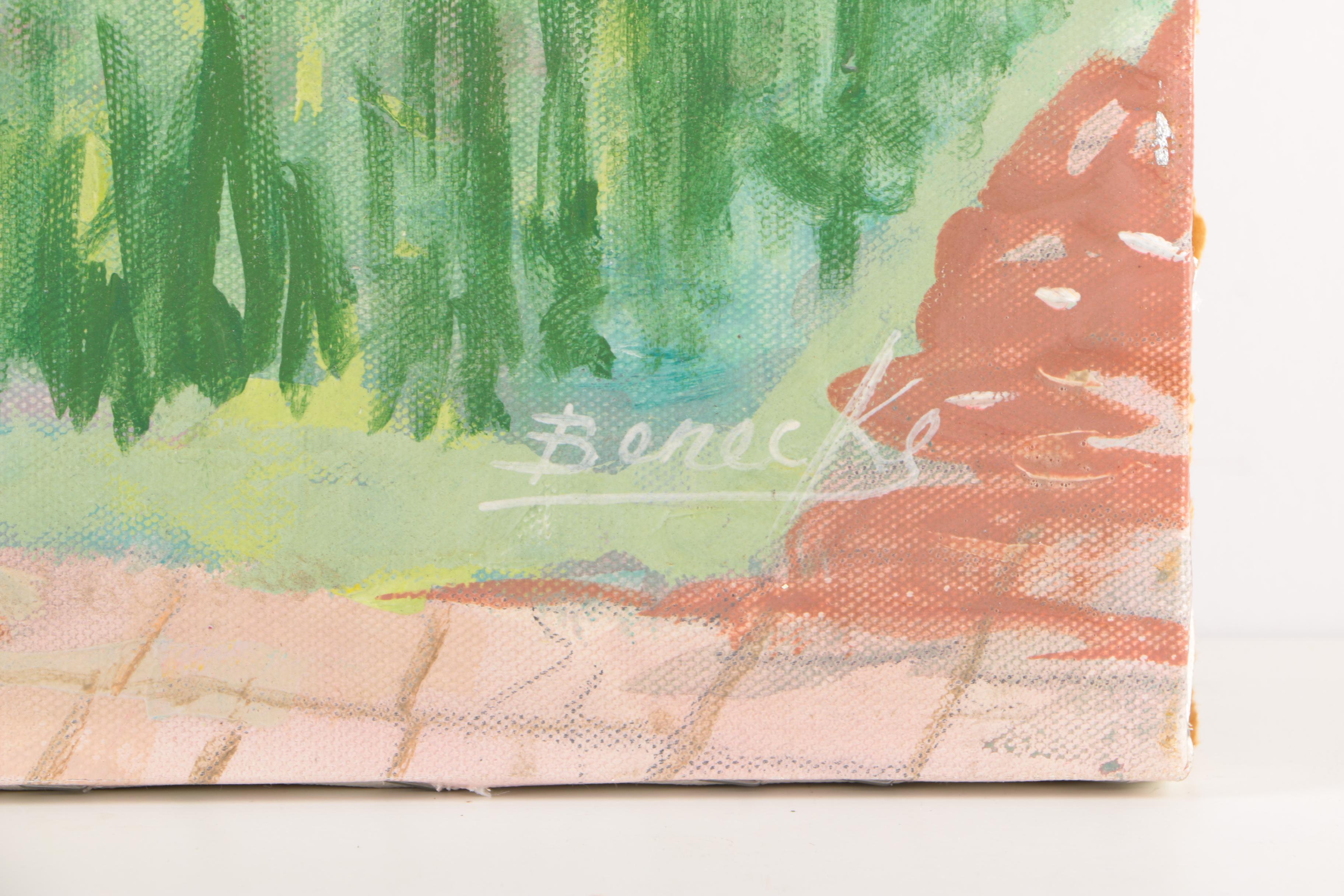 William Benecke Oil Painting on Canvas "WIlliamsburg Garden"