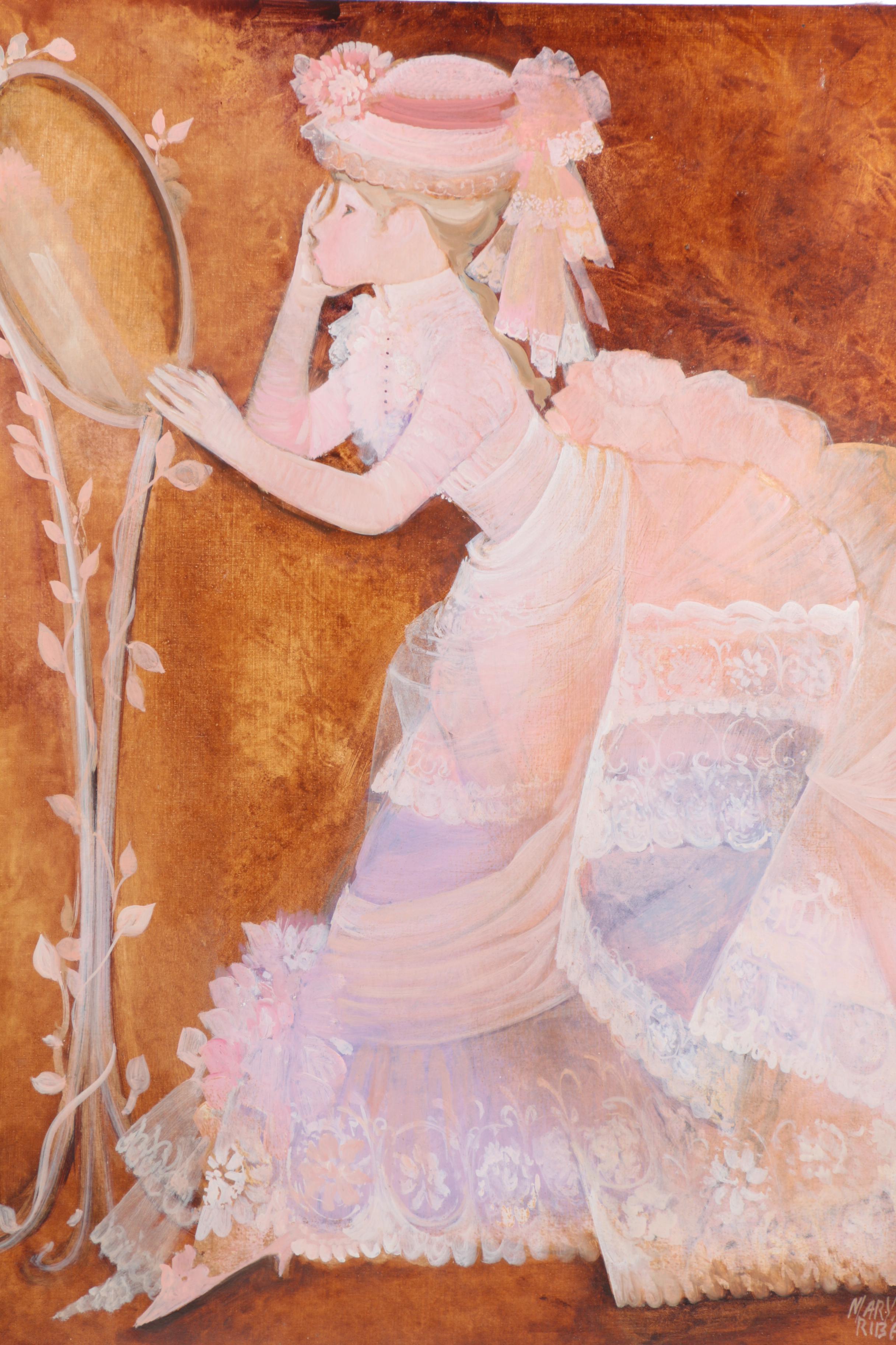 Maryan Ribas Oil Painting on Canvas "Lady in Pink"