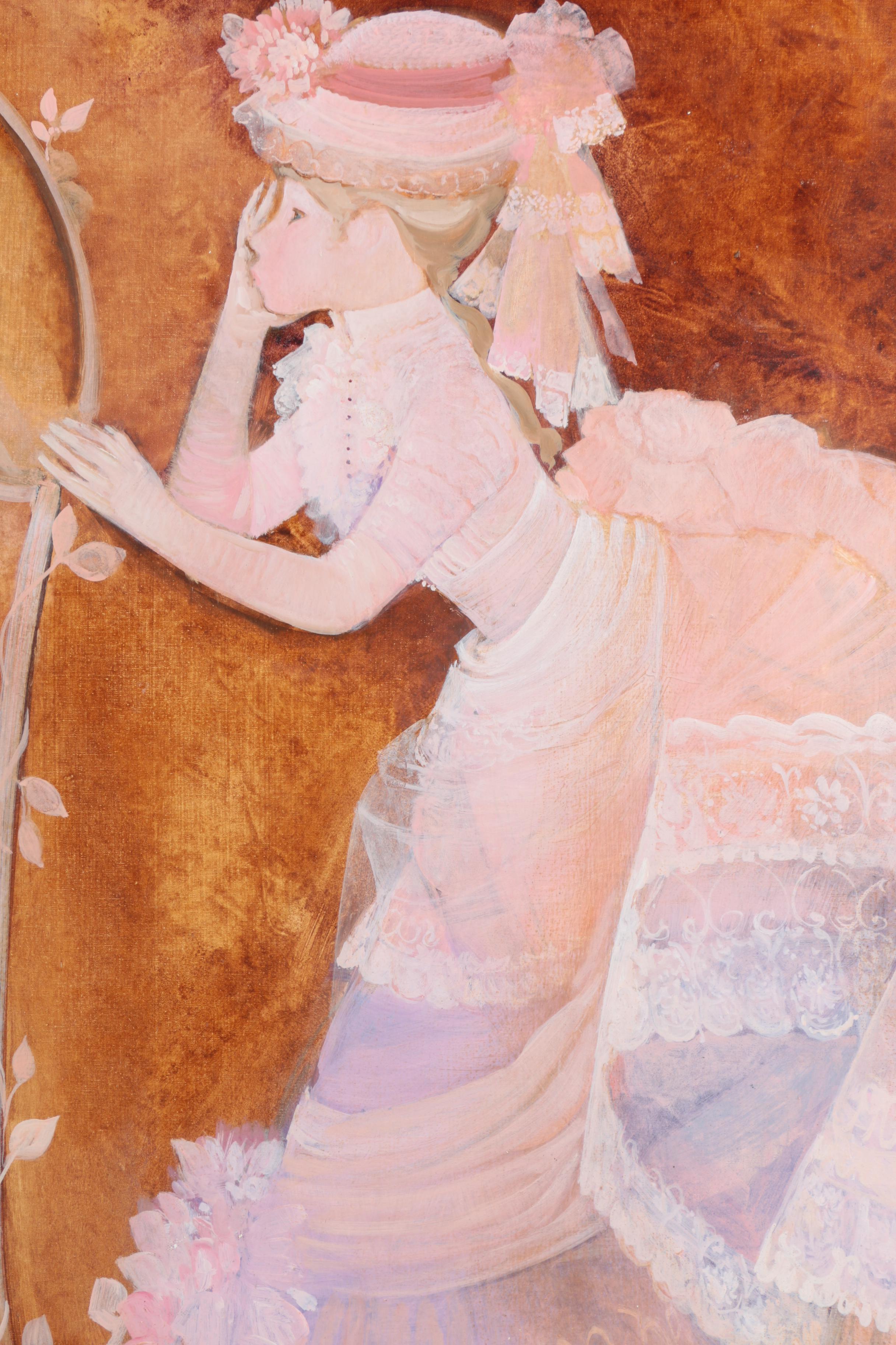 Maryan Ribas Oil Painting on Canvas "Lady in Pink"