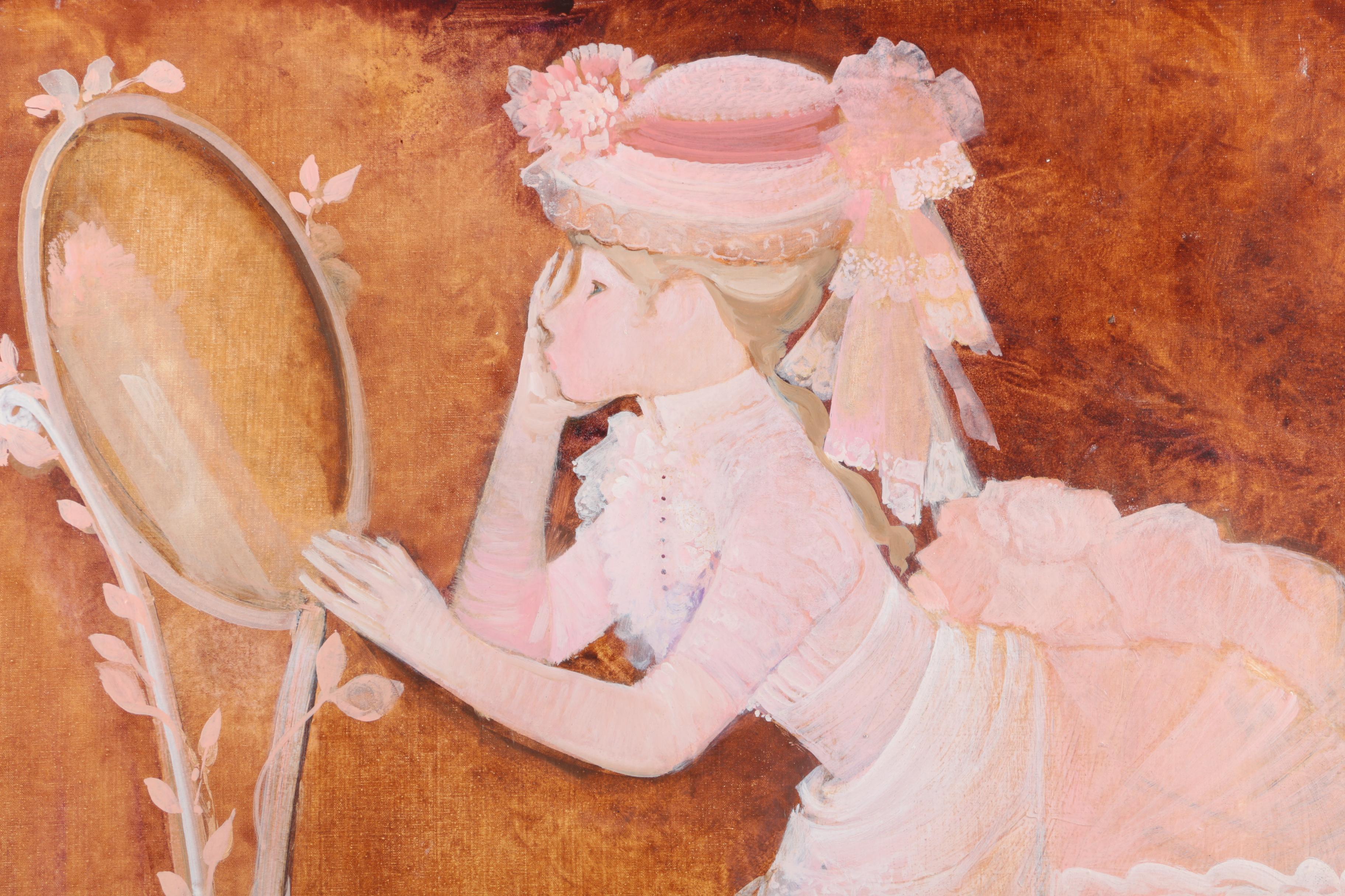 Maryan Ribas Oil Painting on Canvas "Lady in Pink"