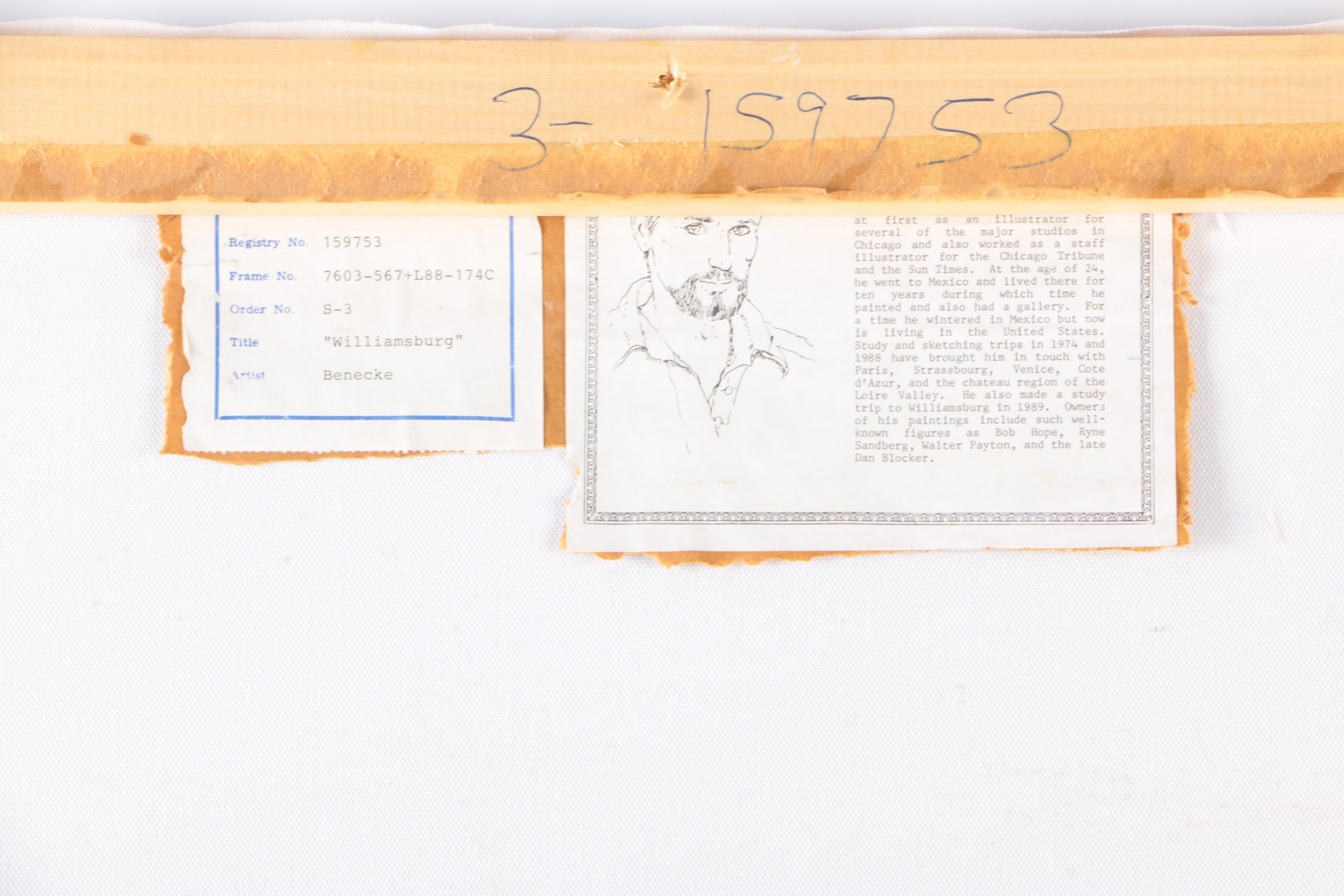 William Benecke Oil Painting on Canvas "Williamsburg"