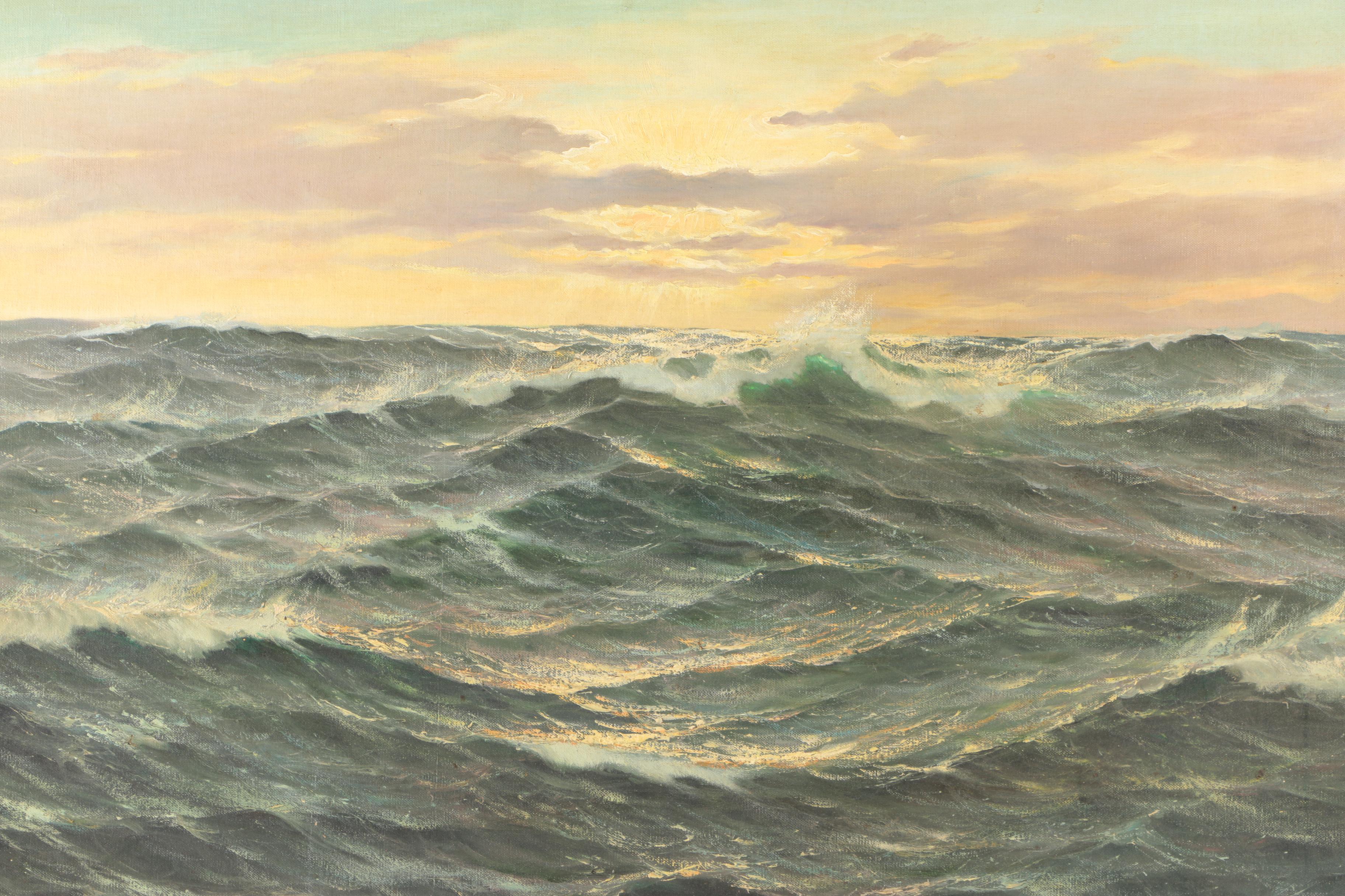 P. Marais Oil Painting on Canvas Seascape