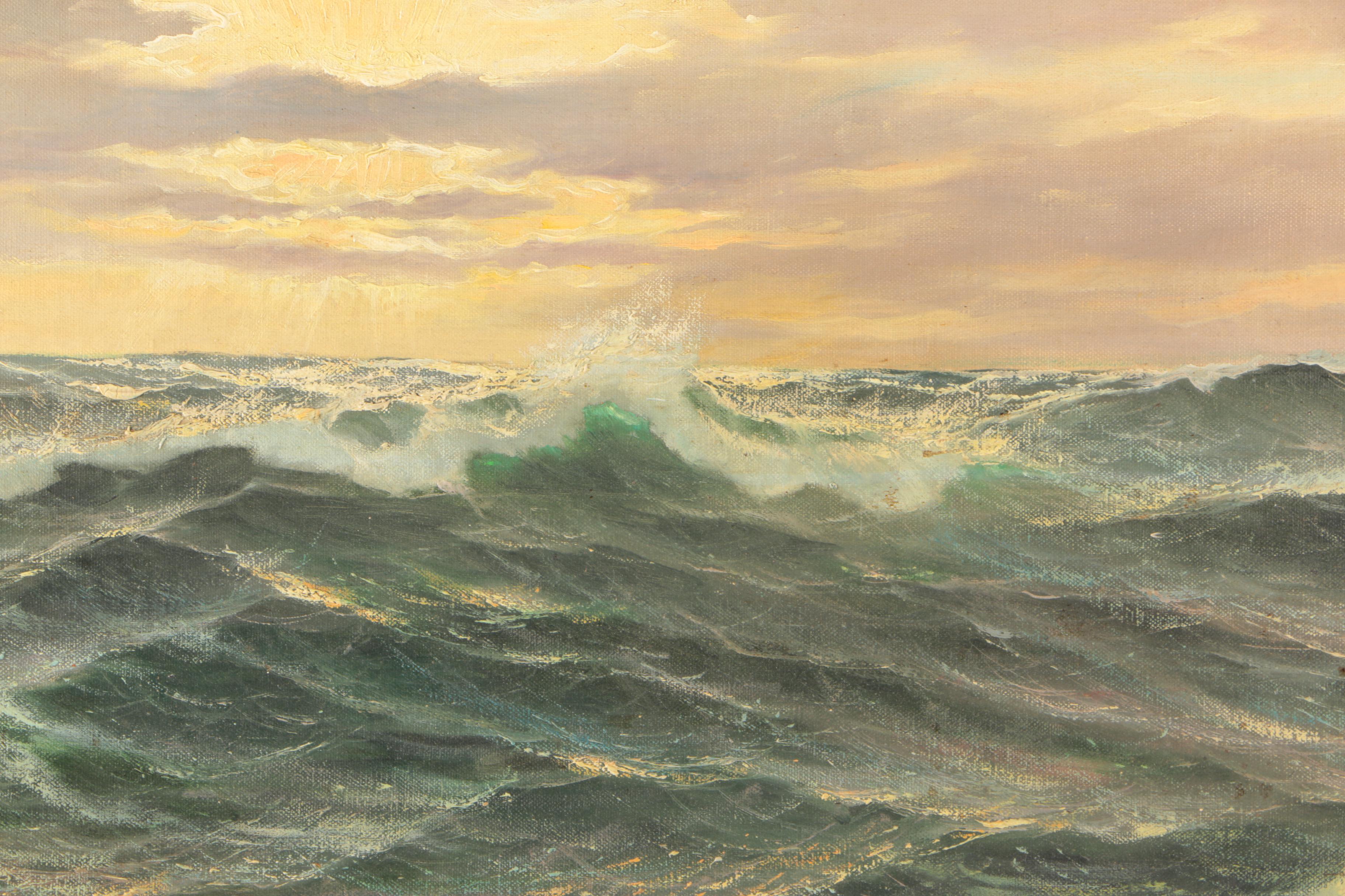 P. Marais Oil Painting on Canvas Seascape